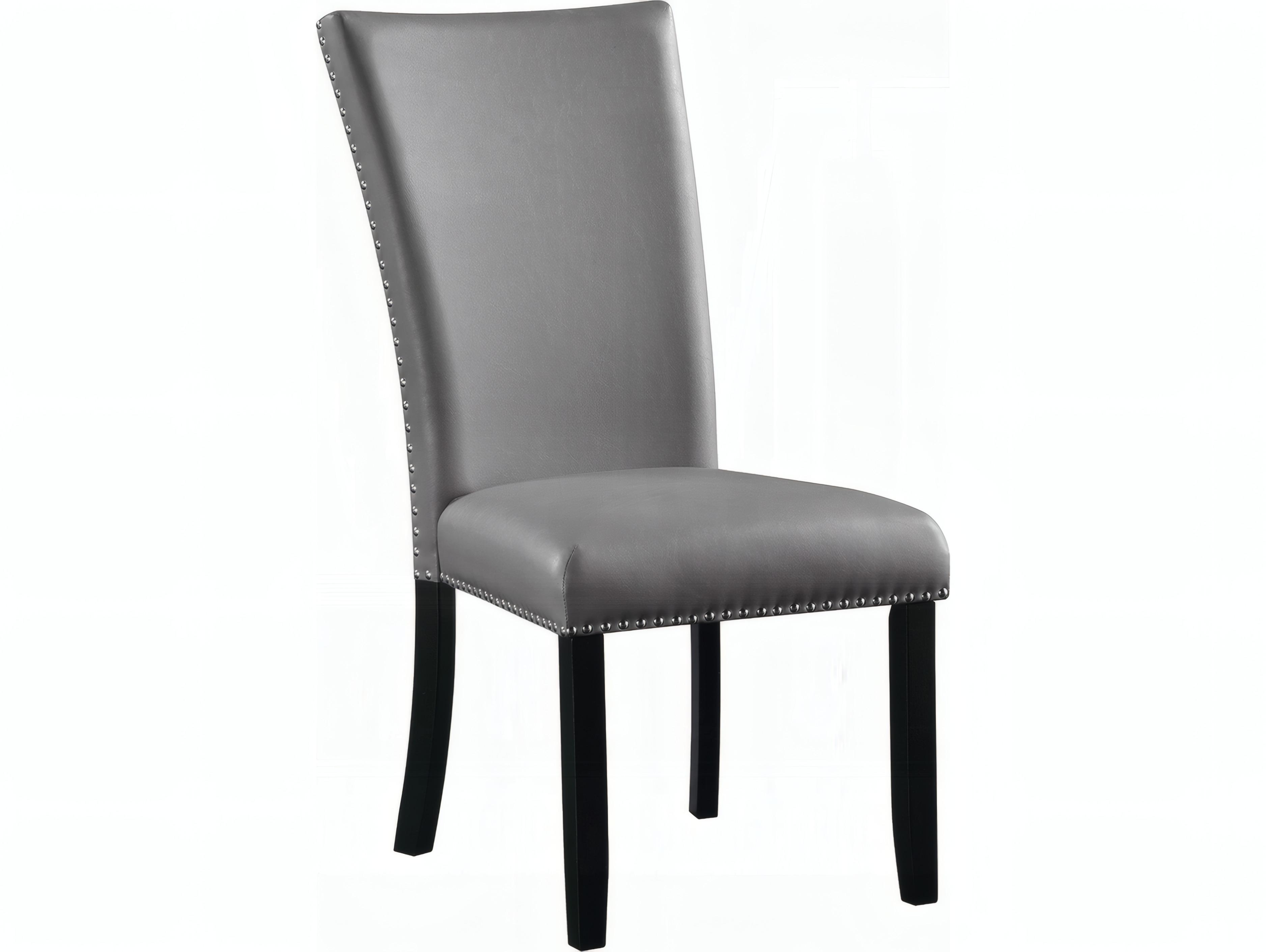 Acme Furniture Caralin Plywood Gray Faux Leather Armless Dining Chair Set of 2