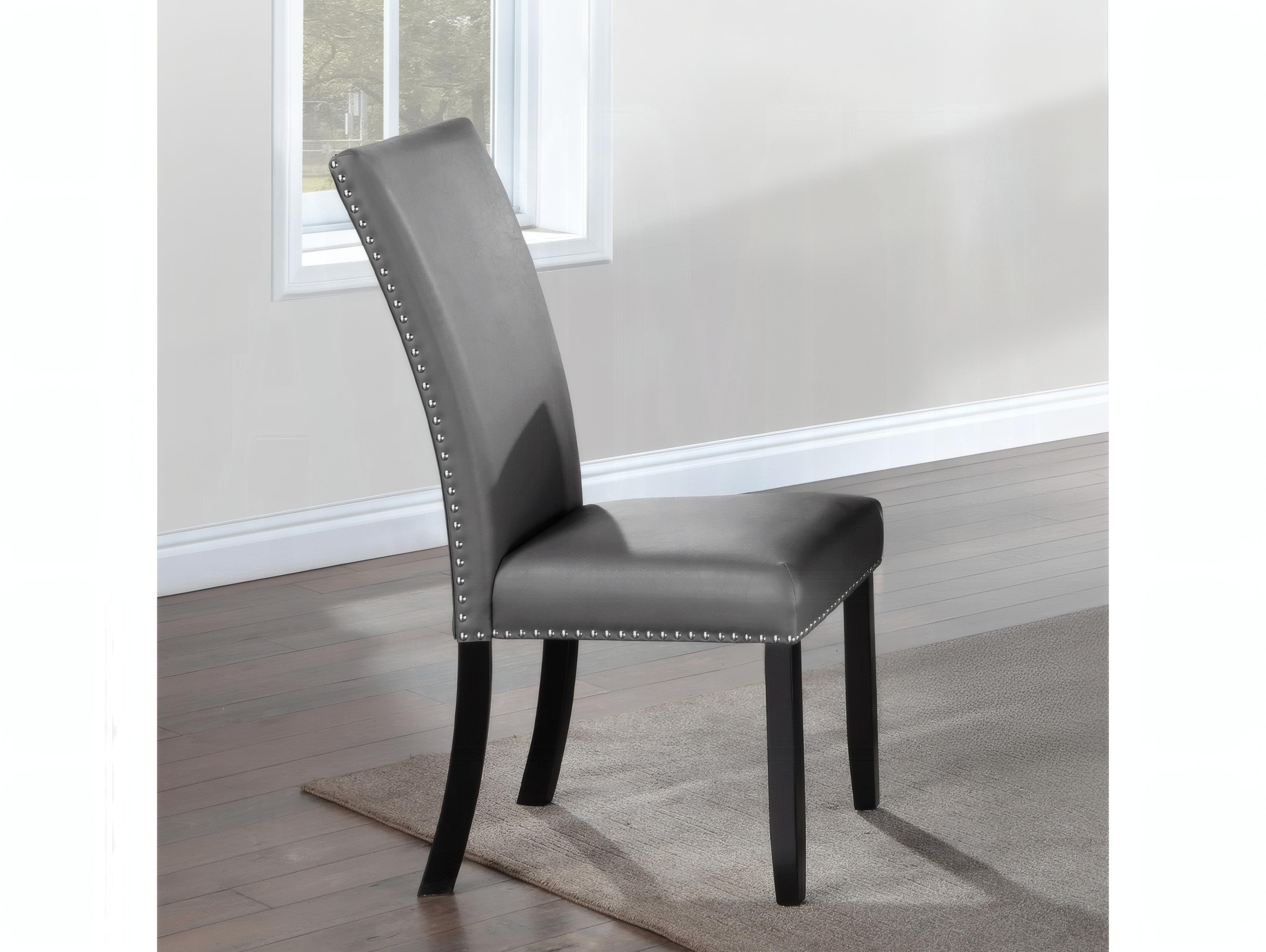 Acme Furniture Caralin Plywood Gray Faux Leather Armless Dining Chair Set of 2