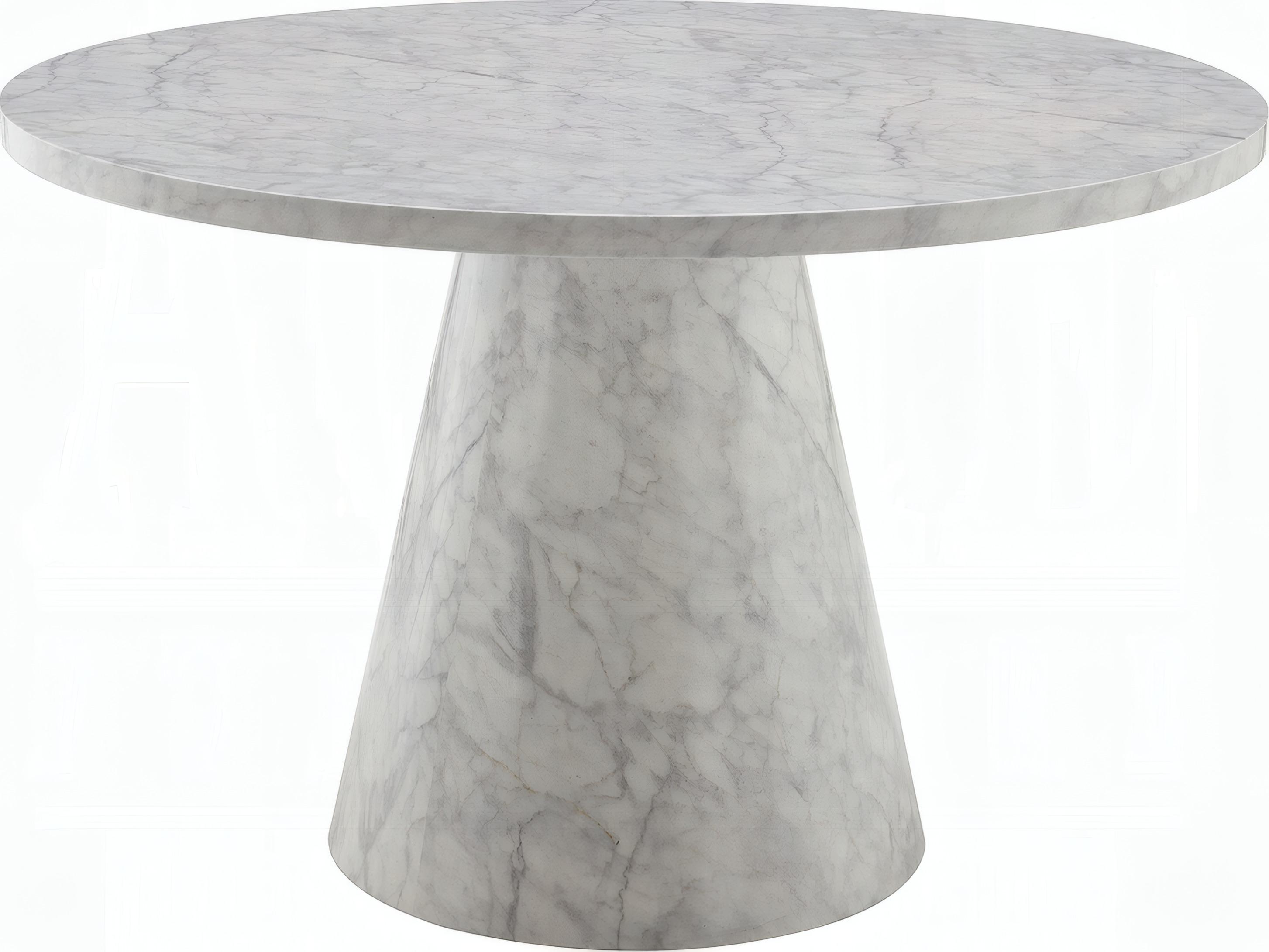 Acme Furniture Kacey Round Faux Marble Engineered Stone Dining Table