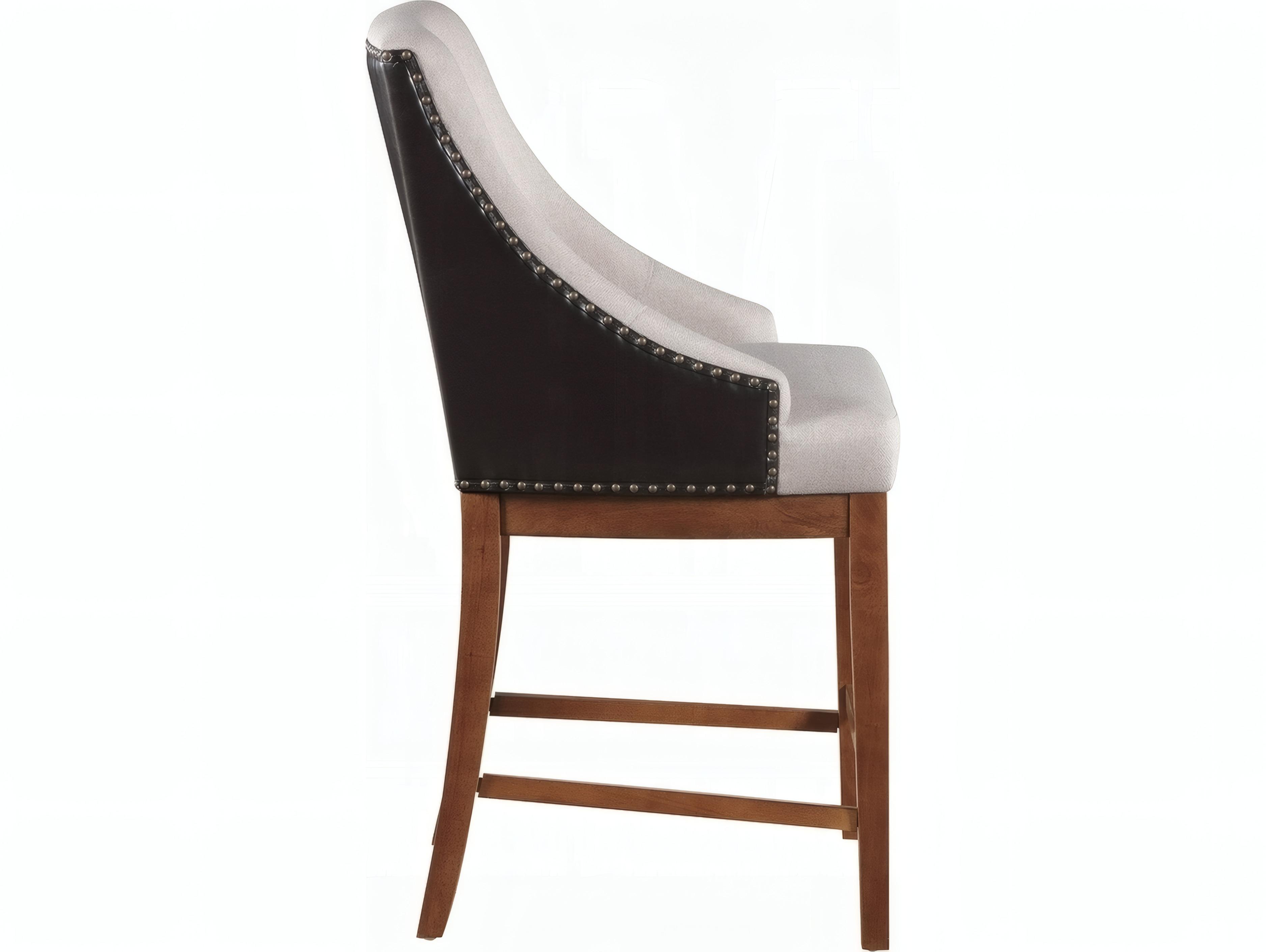 Acme Furniture Gilsea Fabric Brown Synthetic Leather Upholstered Acacia Wood Counter Stool