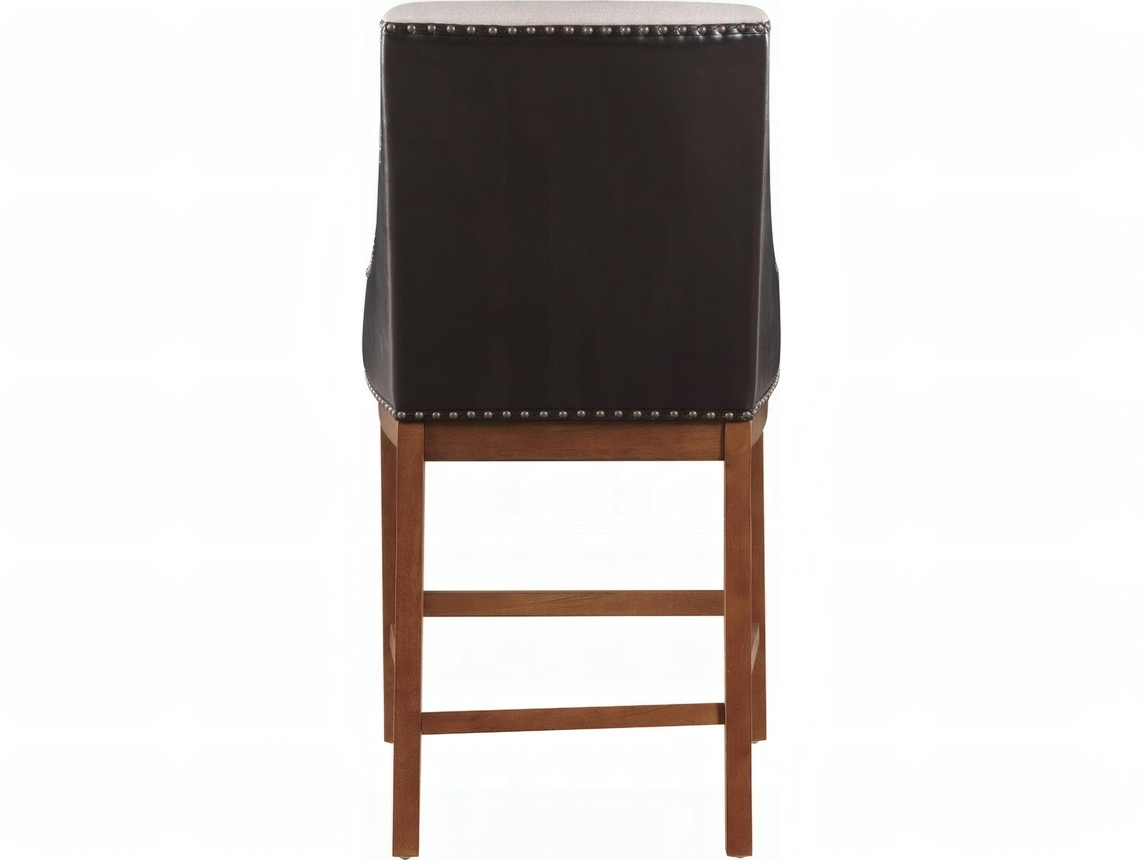 Acme Furniture Gilsea Fabric Brown Synthetic Leather Upholstered Acacia Wood Counter Stool