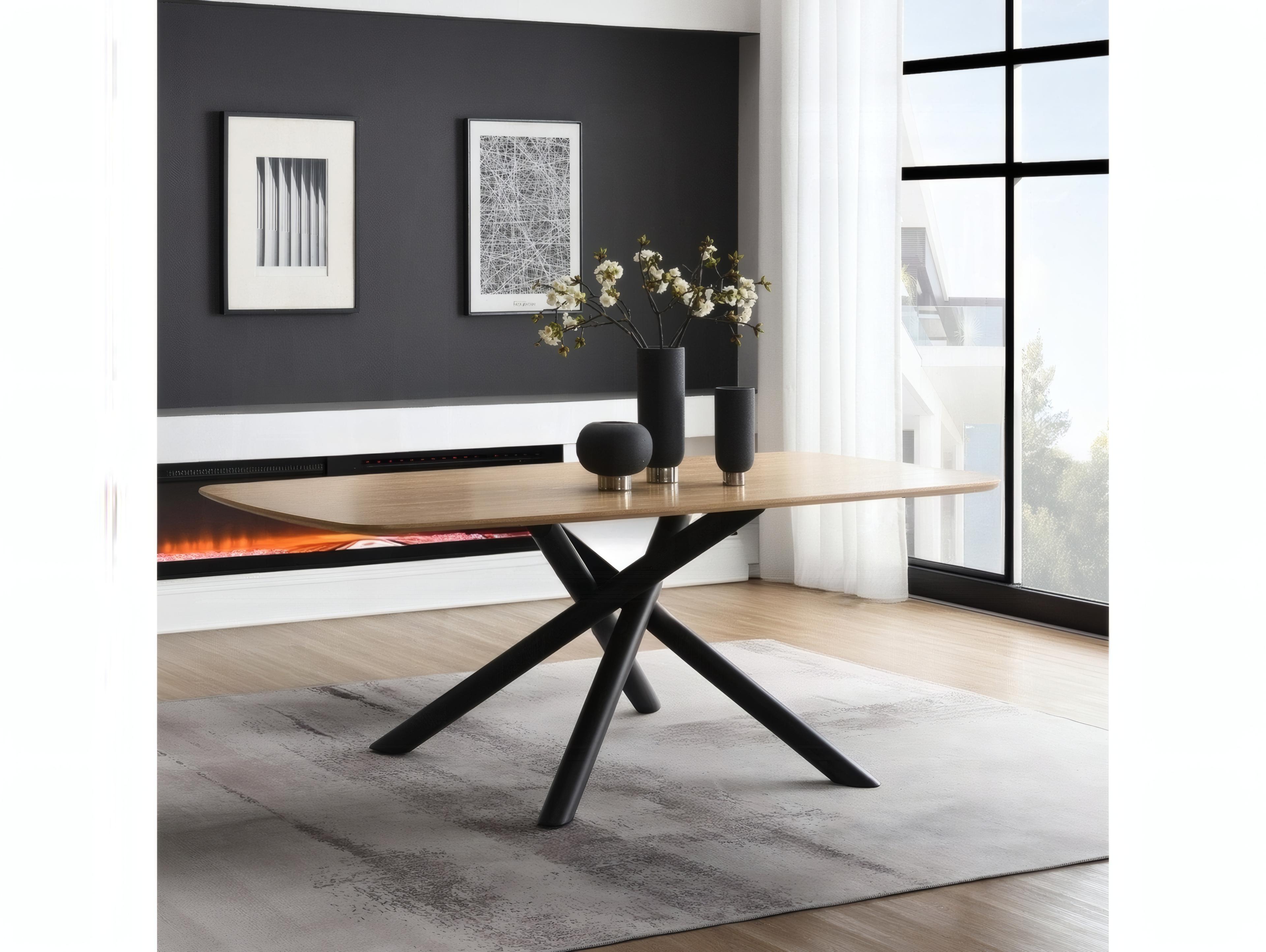 Acme Furniture Lawton Rectangular Wood Natural Black Dining Table
