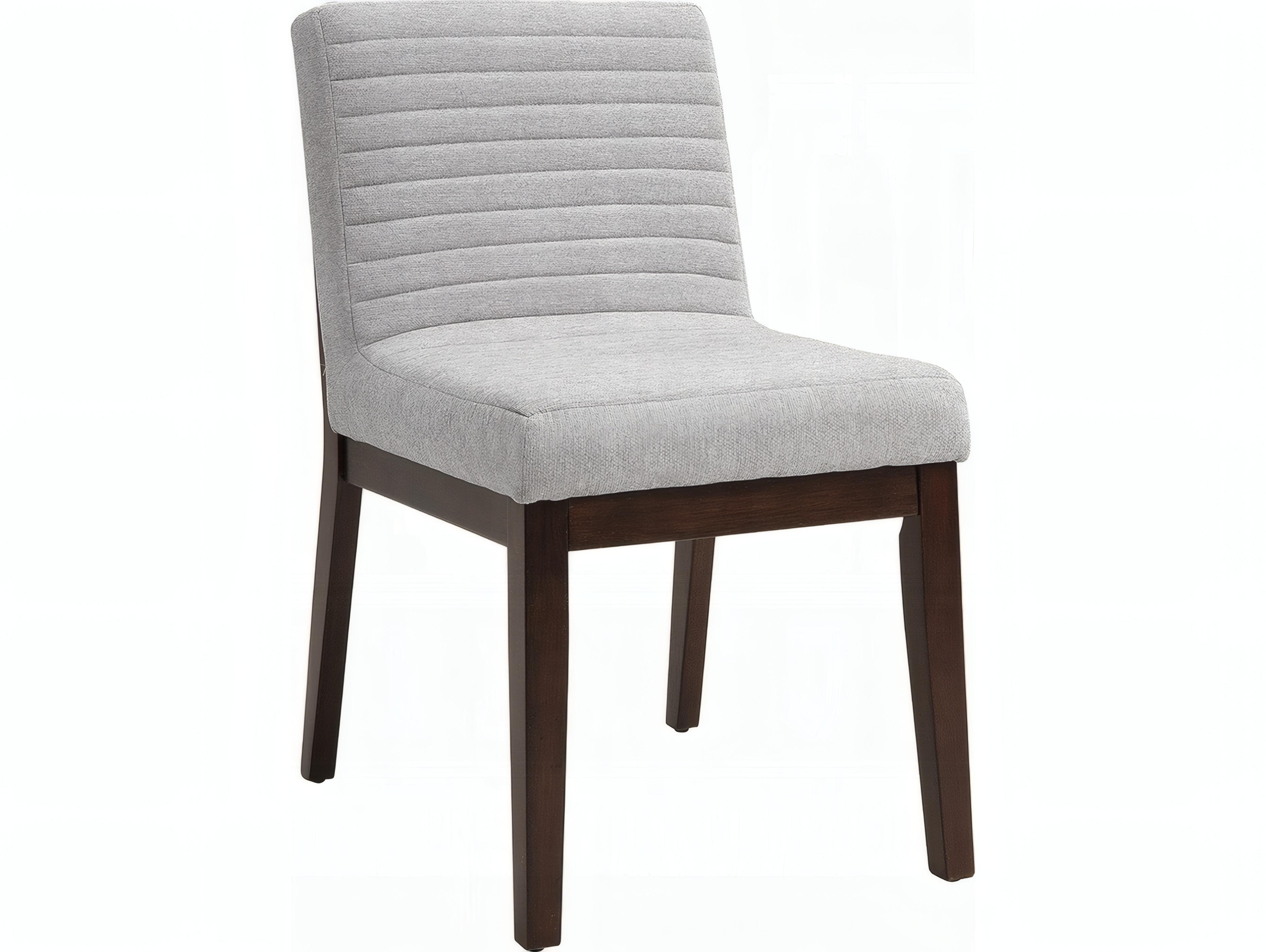 Acme Furniture Edwyn Rubberwood Gray Upholstered Armless Dining Chair Set of 2