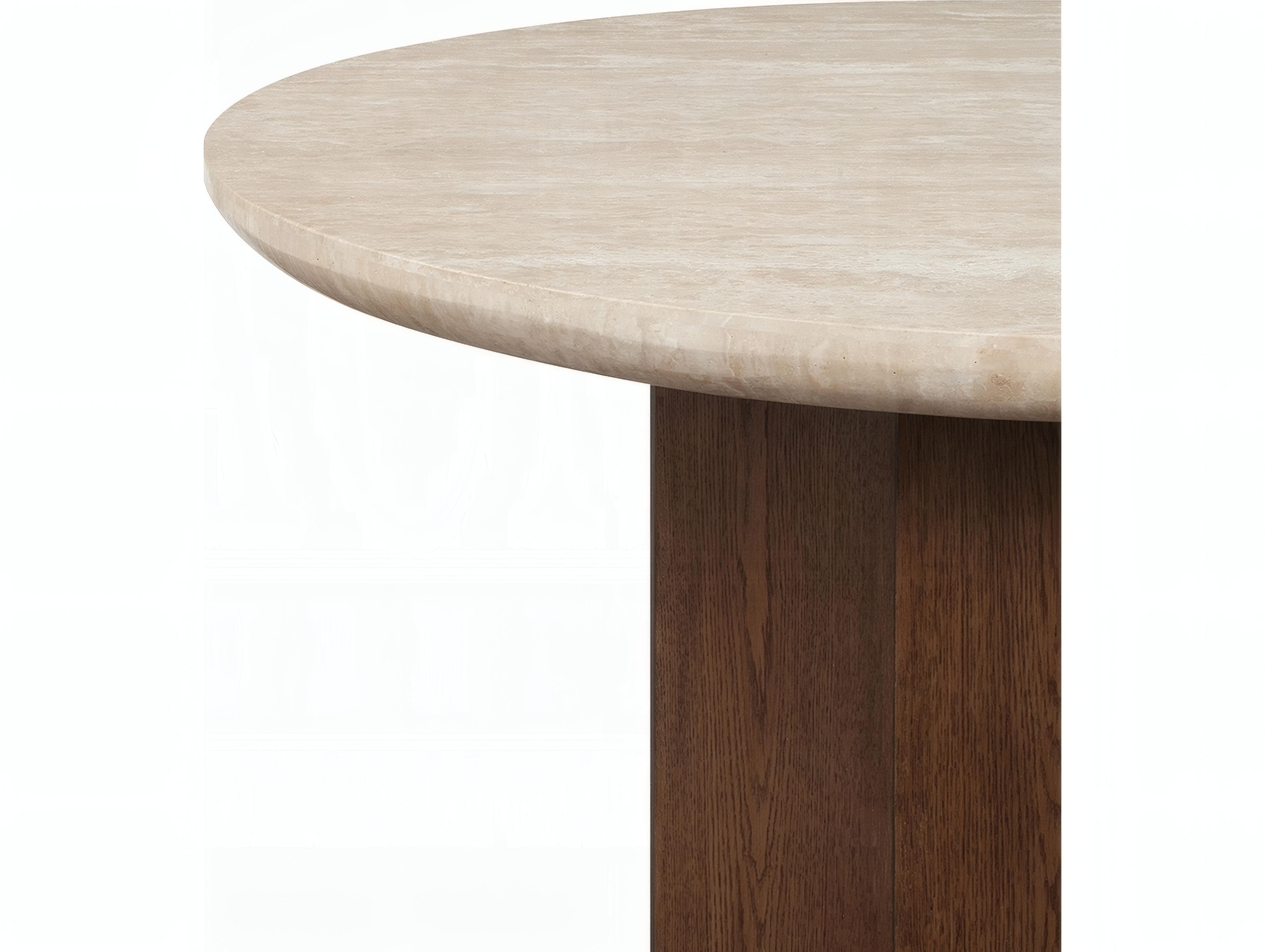 Acme Furniture Leonardo Rectangular Stone Travertine Top Dark Oak Dining Table