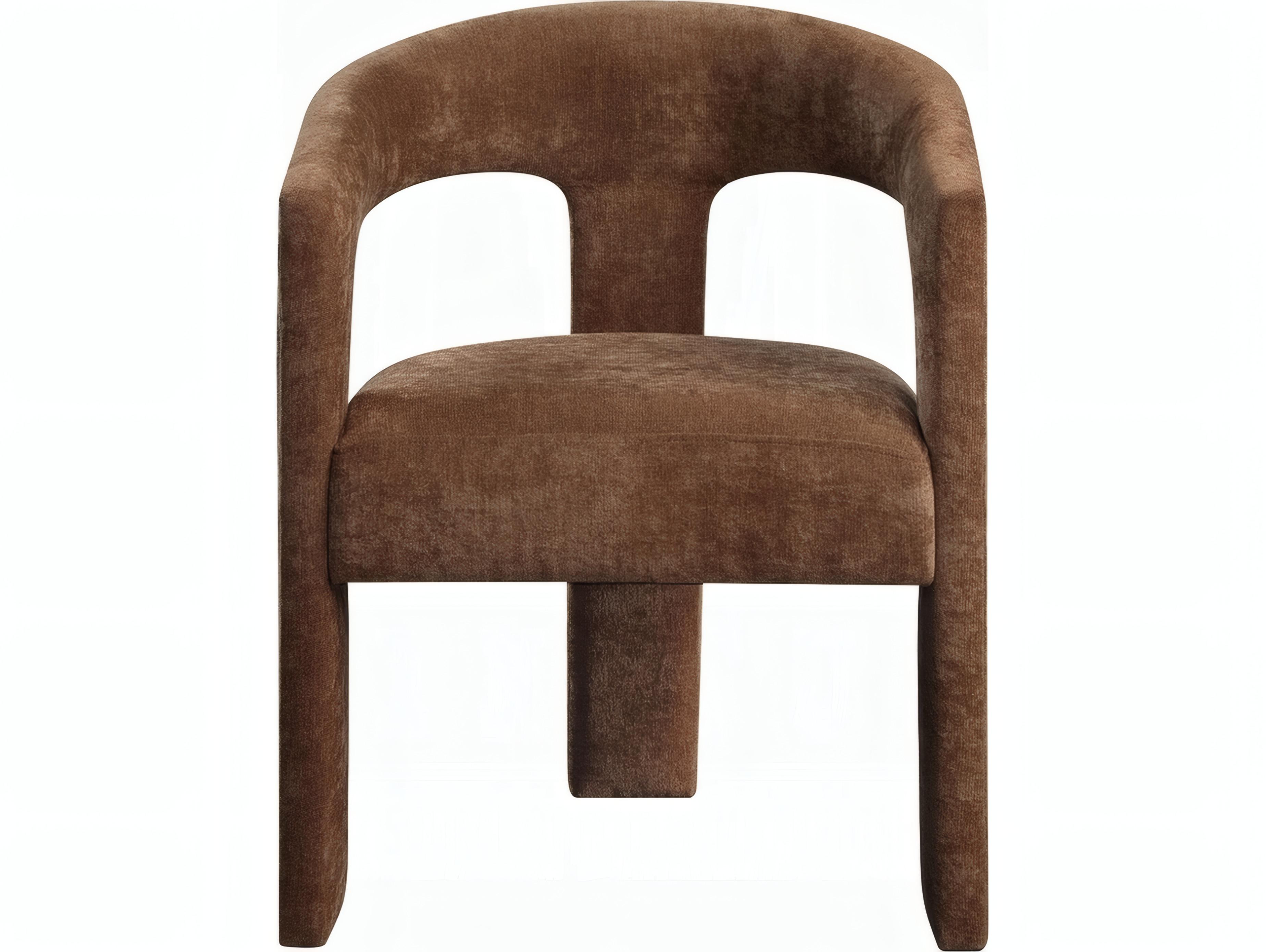 Acme Furniture Leonardo Plywood Brown Upholstered Arm Dining Chair Set of 2