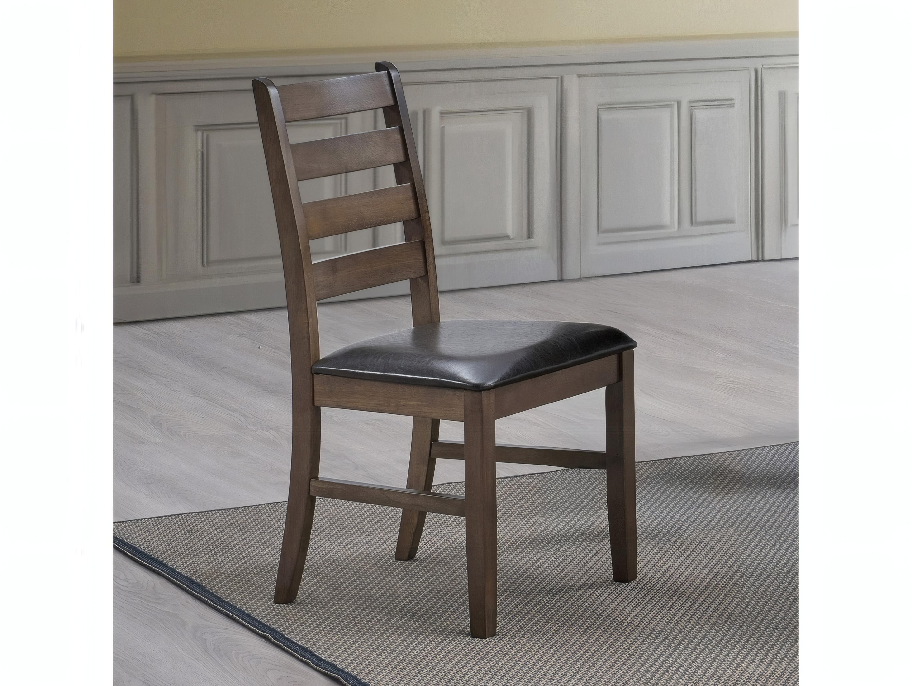 Acme Furniture Damica Rubberwood Brown Faux Leather Armless Dining Chair Set of 2