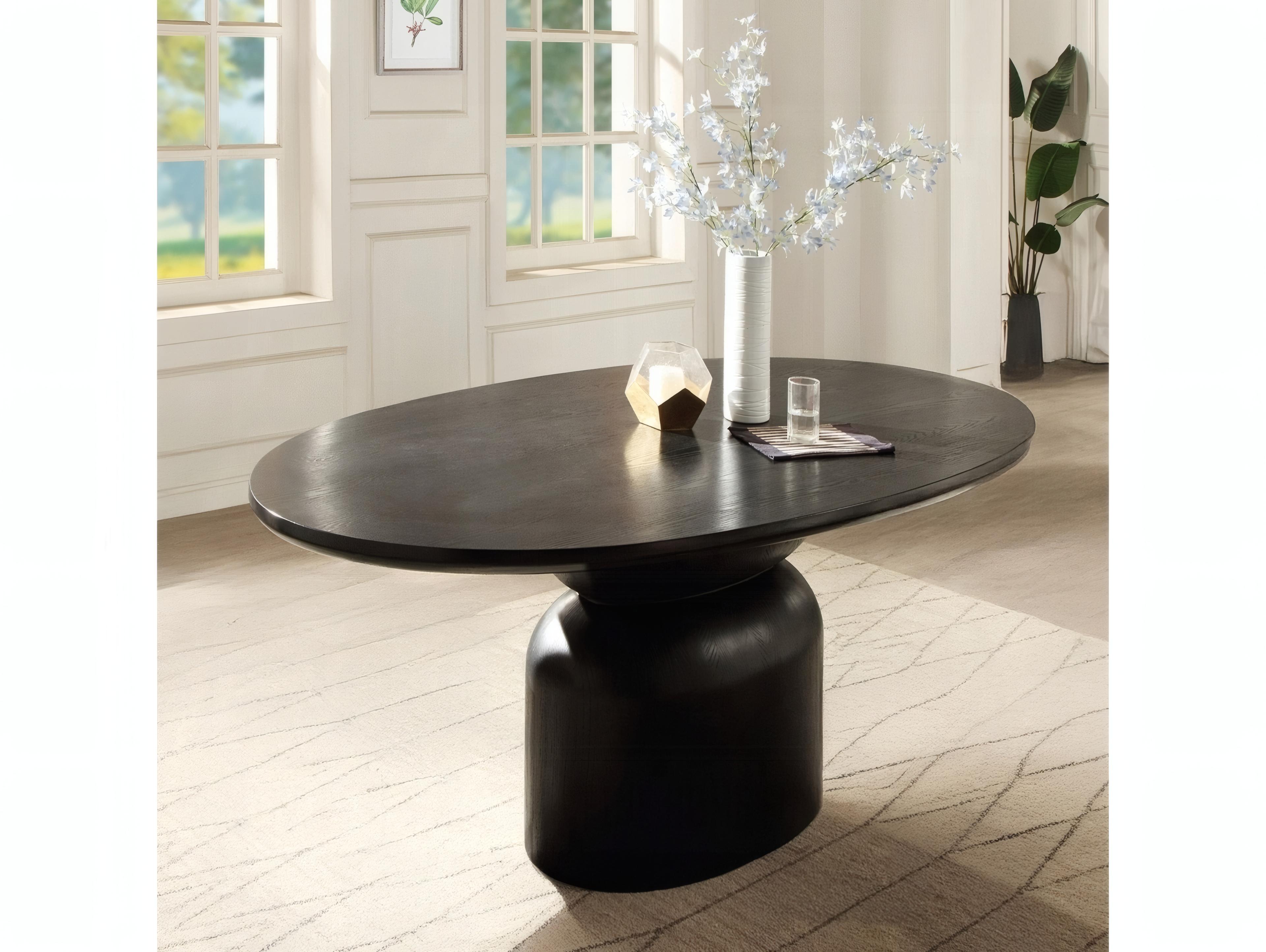 Acme Furniture Marioly Oval Wood Ash Black Dining Table