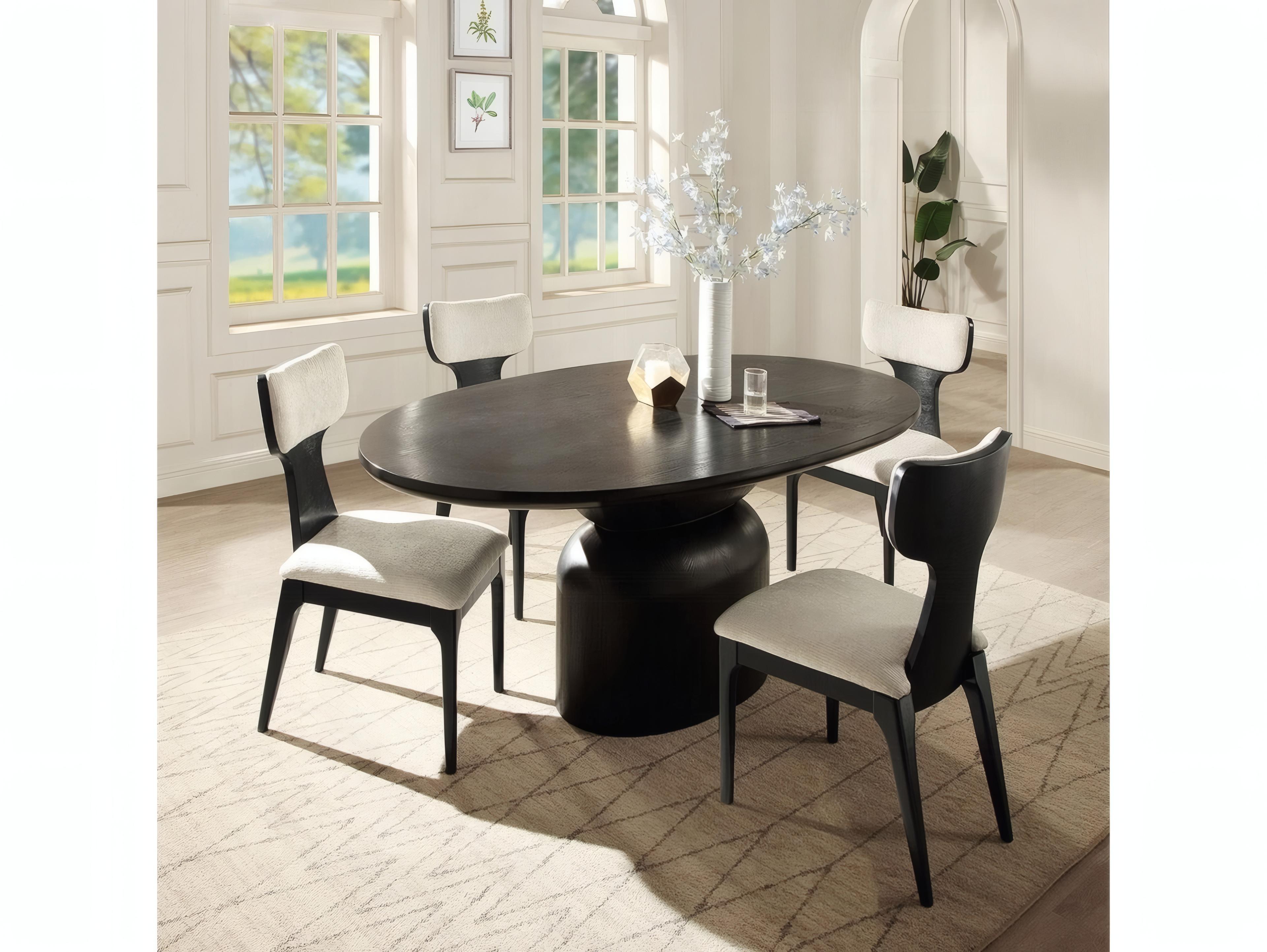 Acme Furniture Marioly Oval Wood Ash Black Dining Table