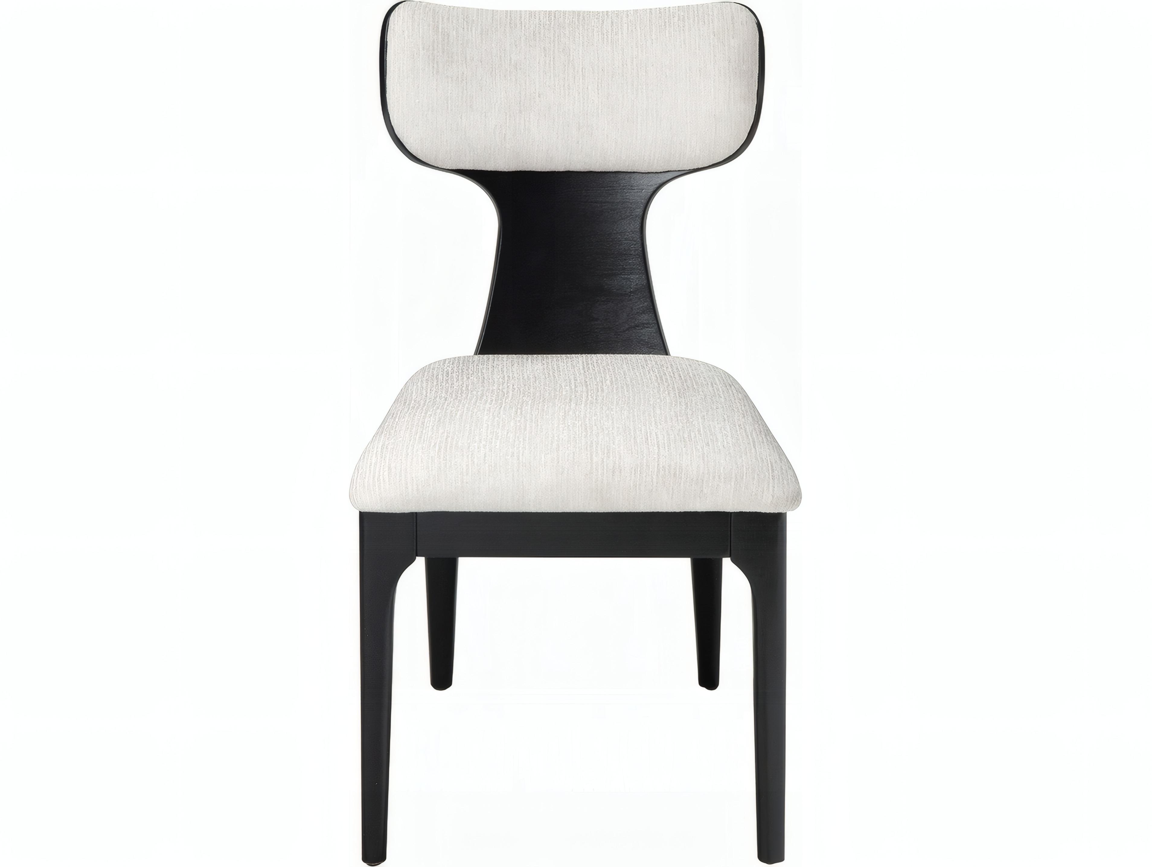 Acme Furniture Marioly Natural Wood Black Upholstered Armless Dining Chair Set of 2