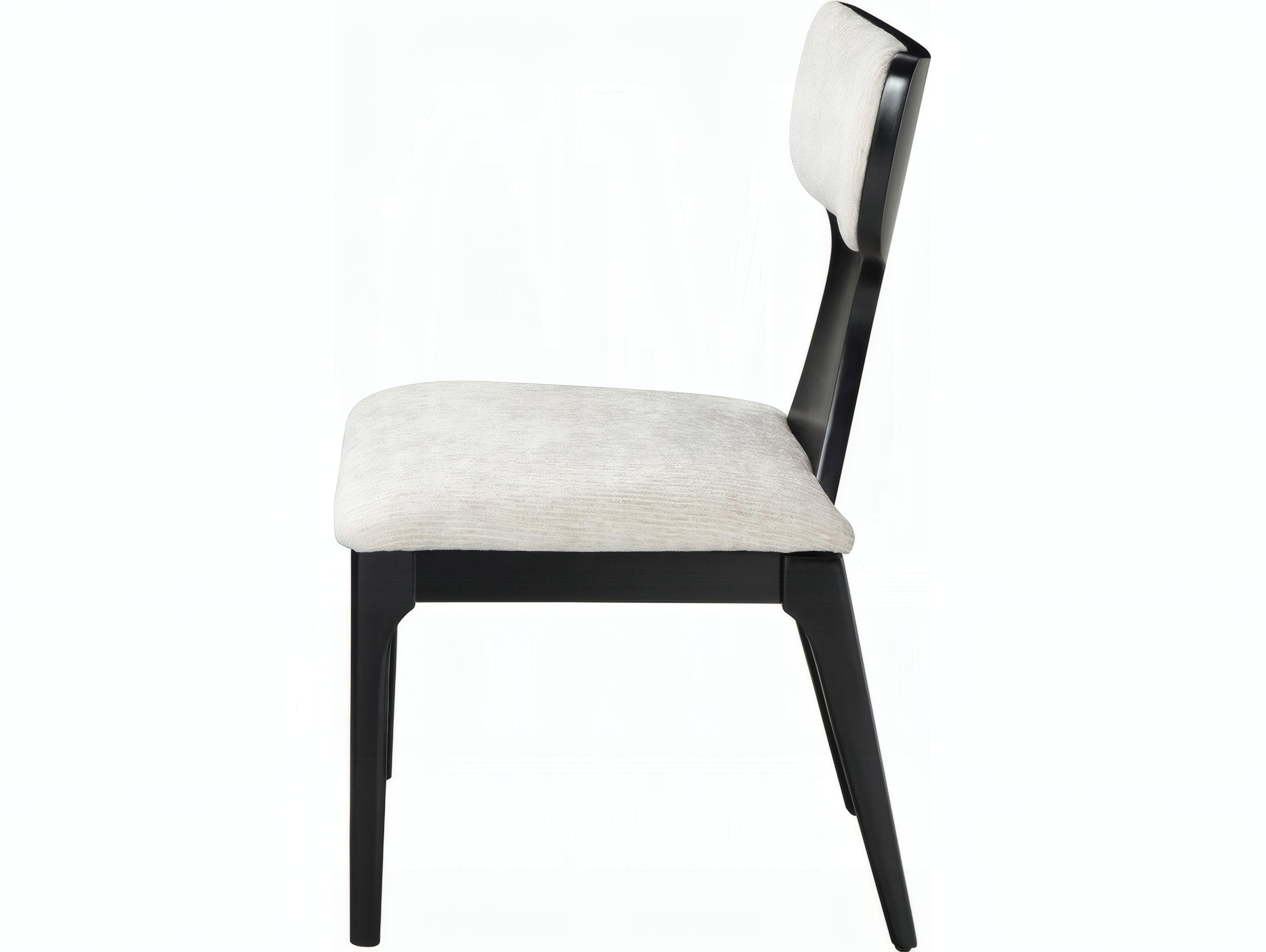 Acme Furniture Marioly Natural Wood Black Upholstered Armless Dining Chair Set of 2