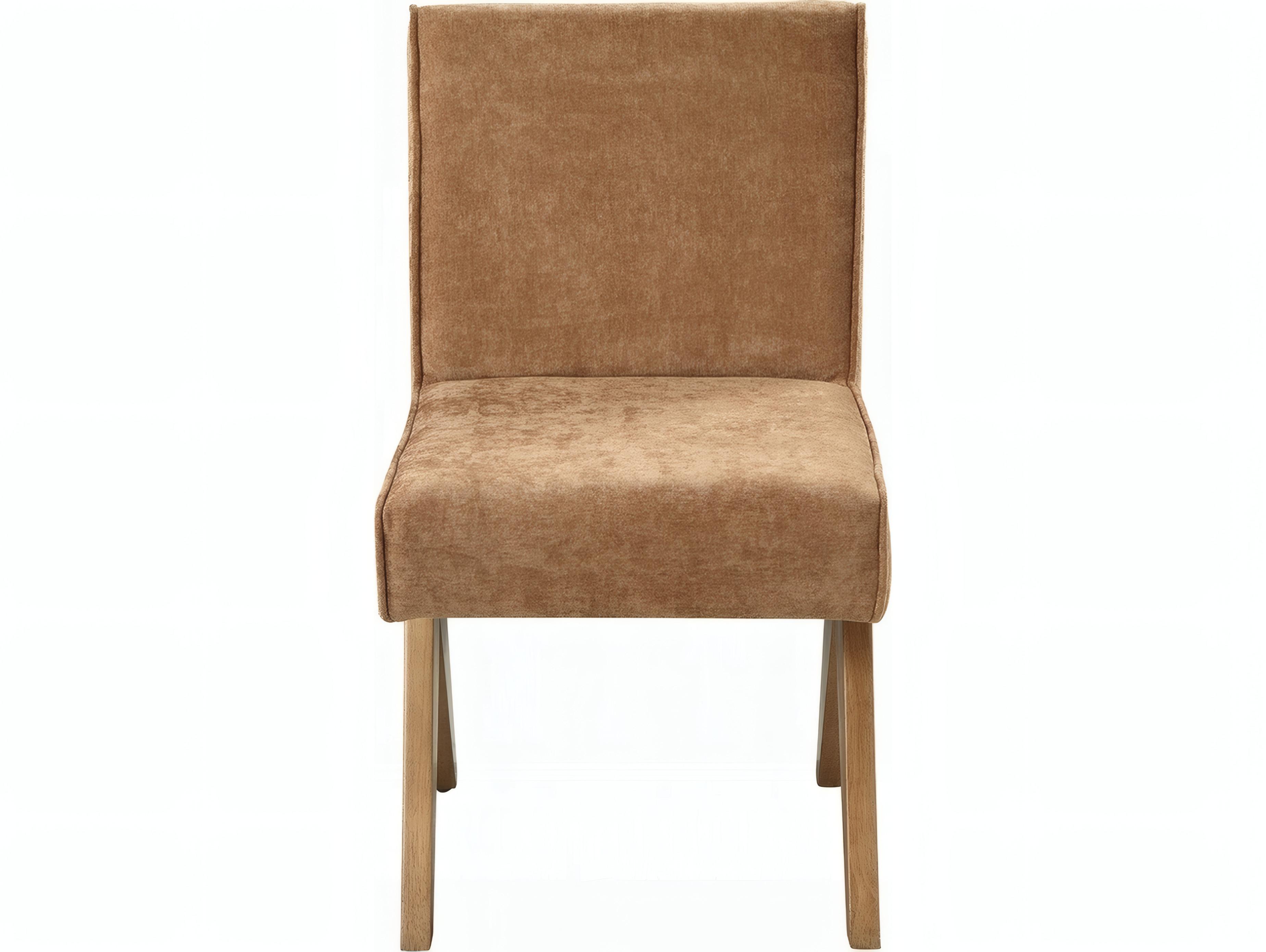 Acme Furniture Zoey Oak Wood Brown Upholstered Armless Dining Chair Set of 2