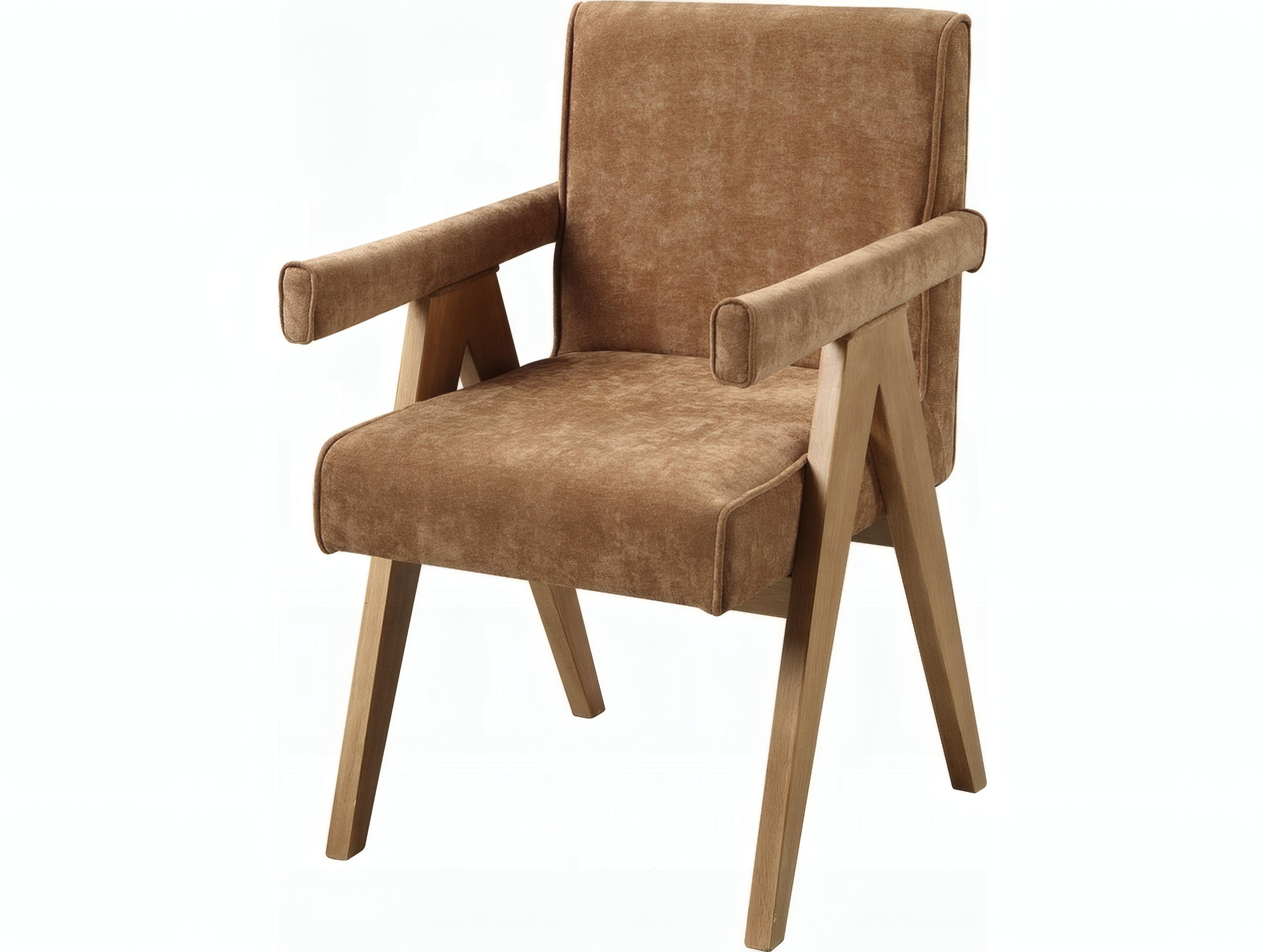 Acme Furniture Zoey Oak Wood Upholstered Arm Dining Chair Set of 2