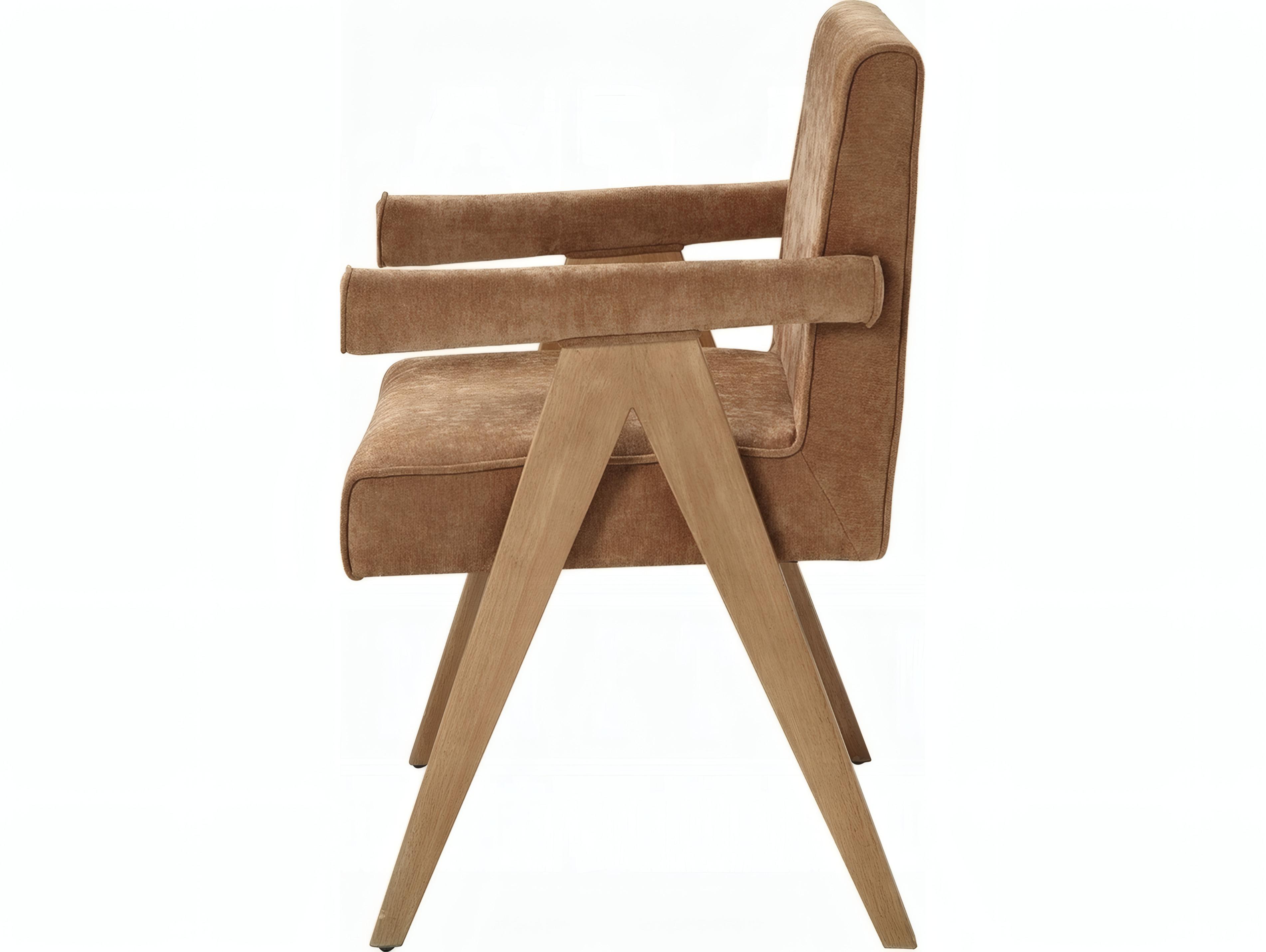 Acme Furniture Zoey Oak Wood Upholstered Arm Dining Chair Set of 2