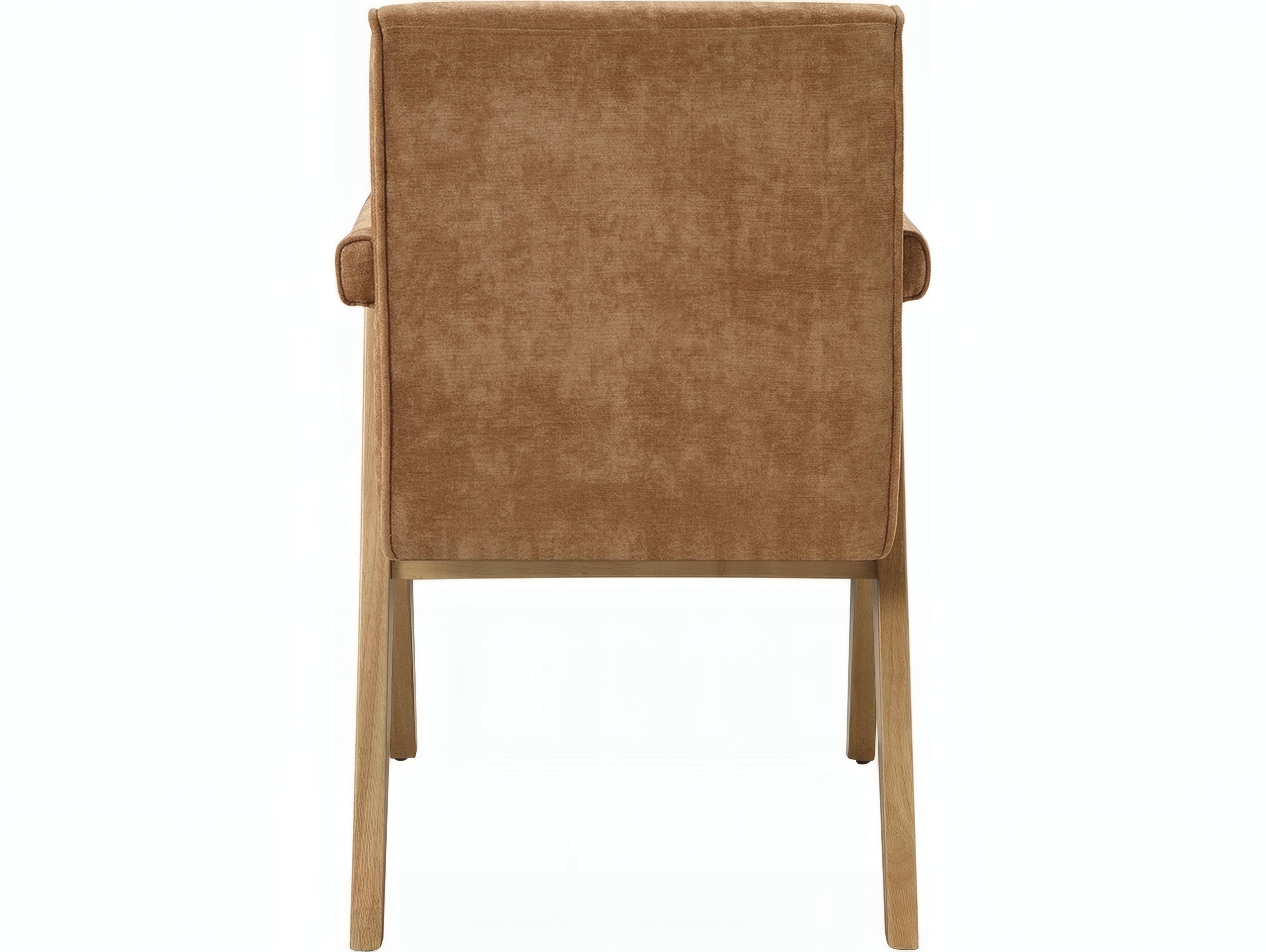 Acme Furniture Zoey Oak Wood Upholstered Arm Dining Chair Set of 2