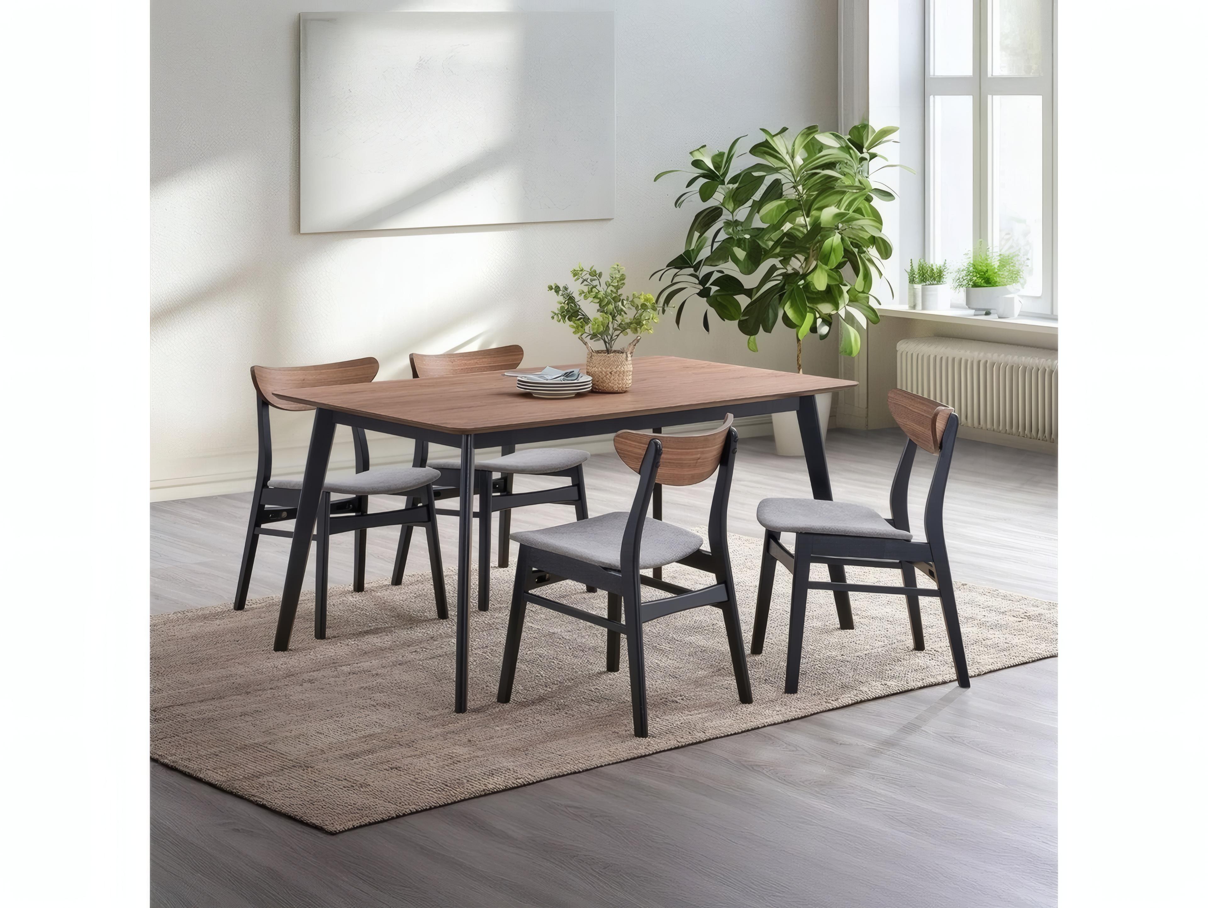 Acme Furniture Rebi Rectangular Wood Walnut Black Dining Table