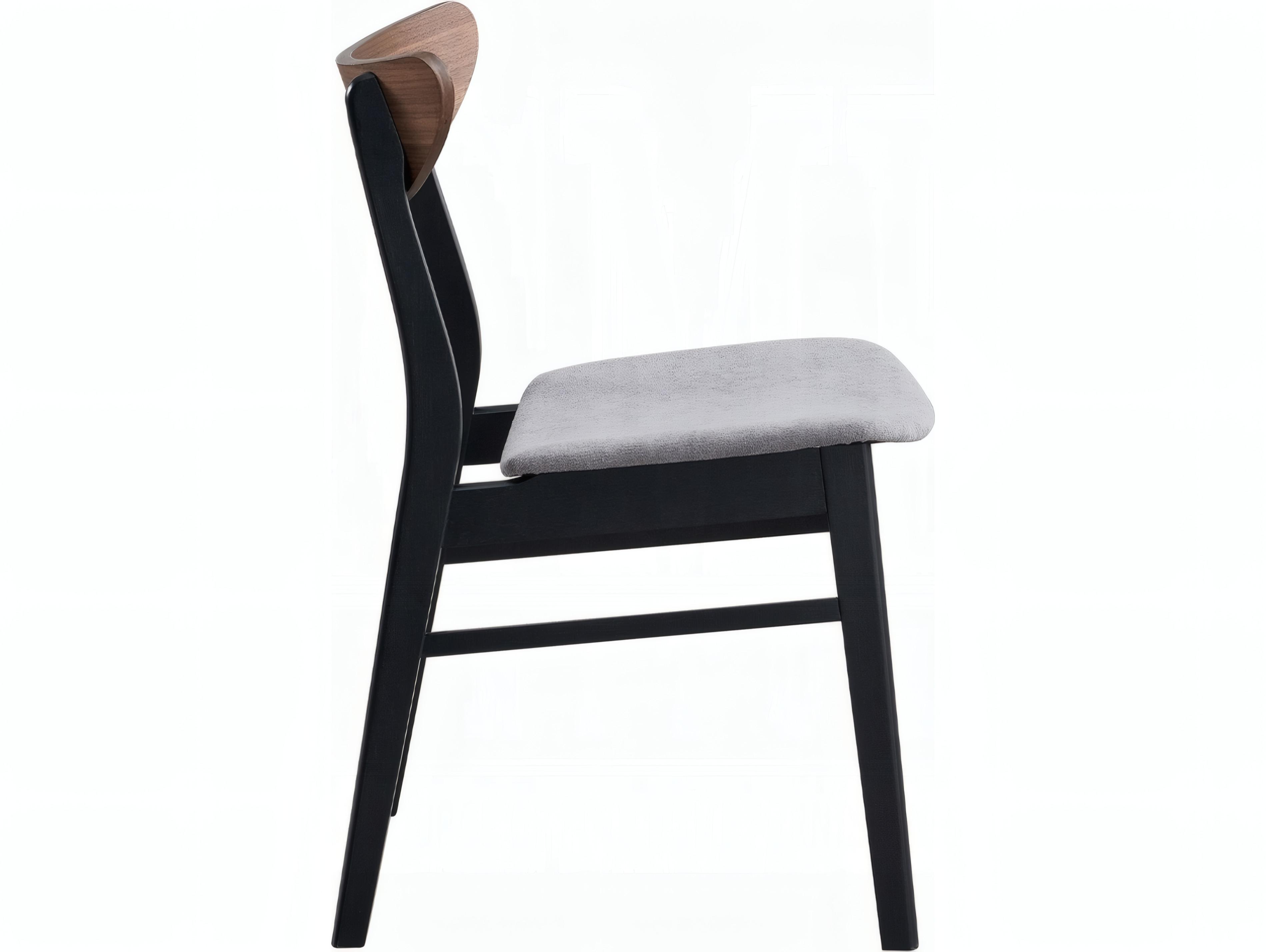Acme Furniture Rebi Rubberwood Black Upholstered Armless Dining Chair Set of 2
