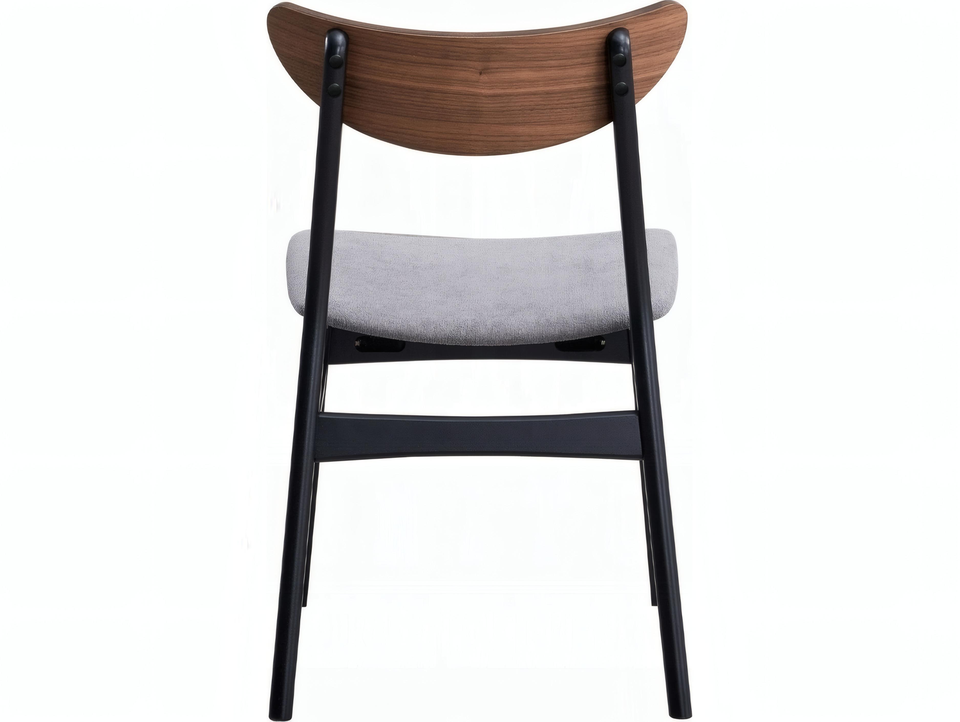 Acme Furniture Rebi Rubberwood Black Upholstered Armless Dining Chair Set of 2