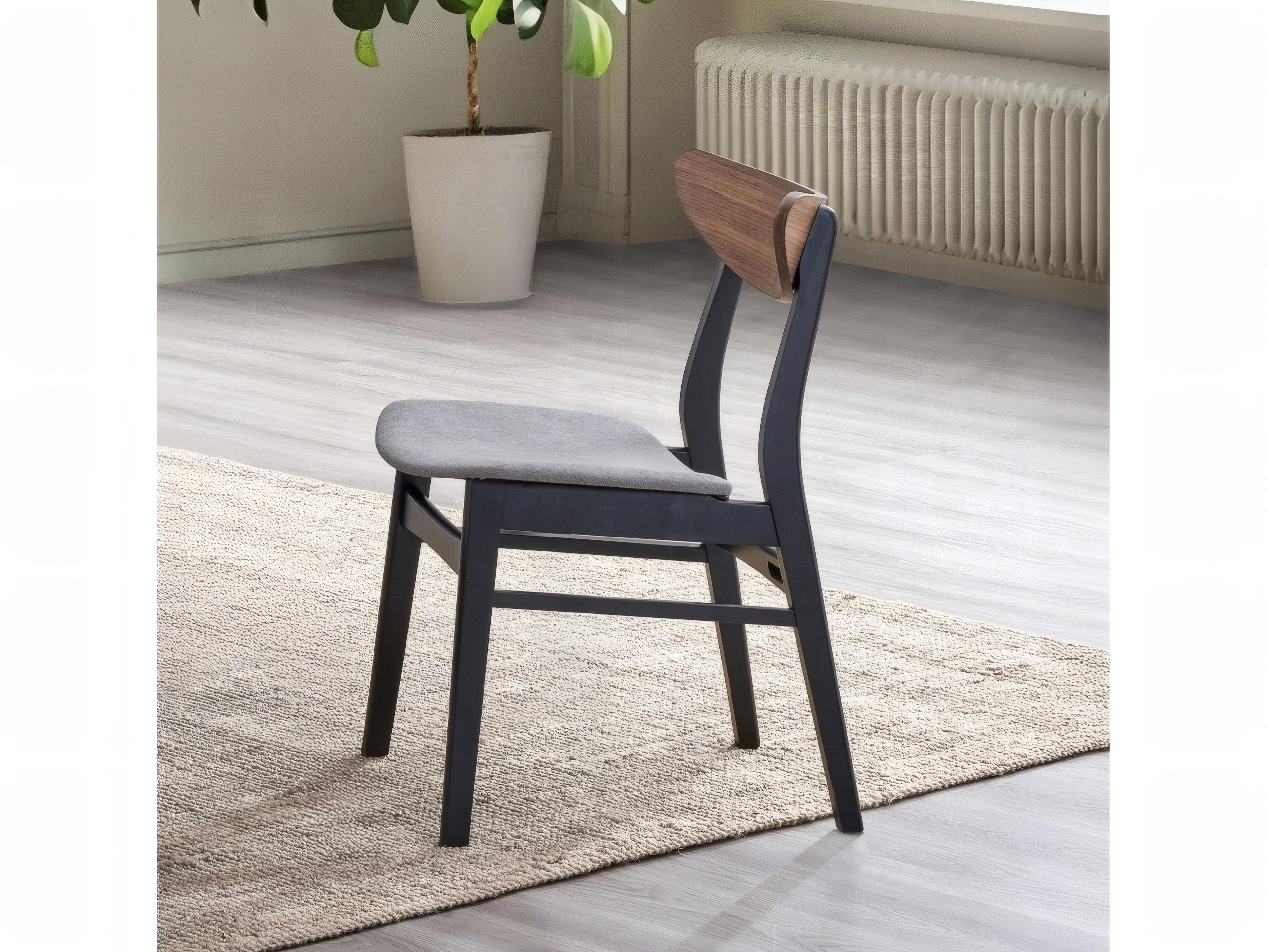 Acme Furniture Rebi Rubberwood Black Upholstered Armless Dining Chair Set of 2