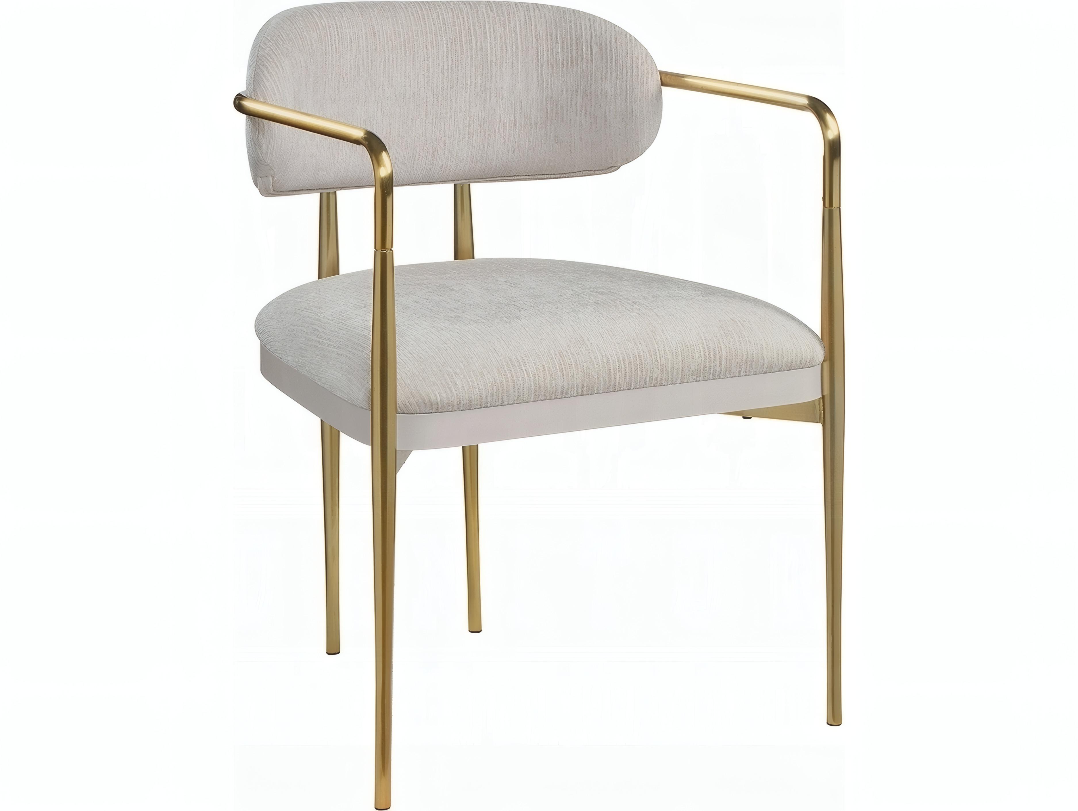 Acme Furniture Beige Upholstered Arm Dining Chair Set of 2