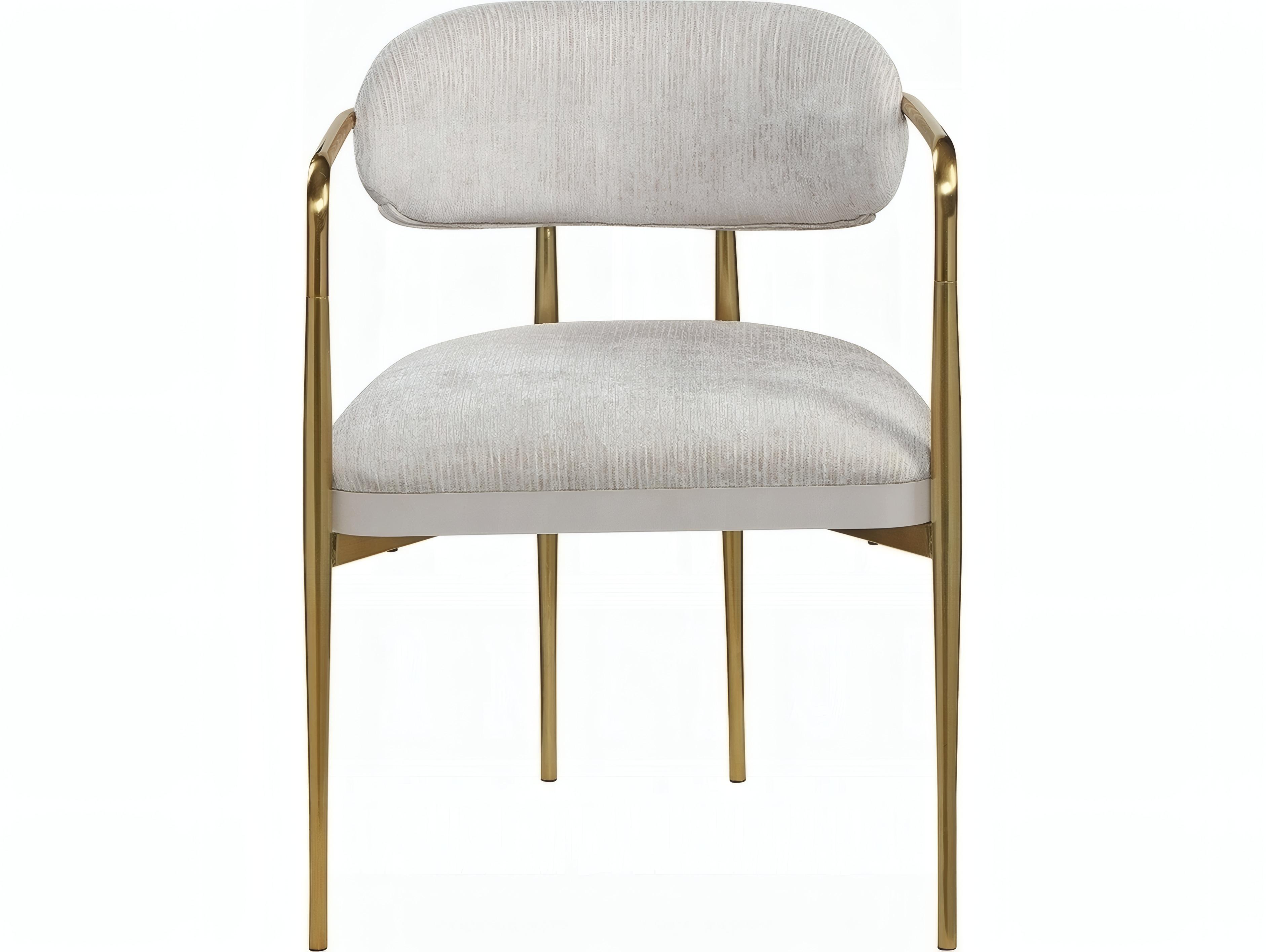 Acme Furniture Beige Upholstered Arm Dining Chair Set of 2