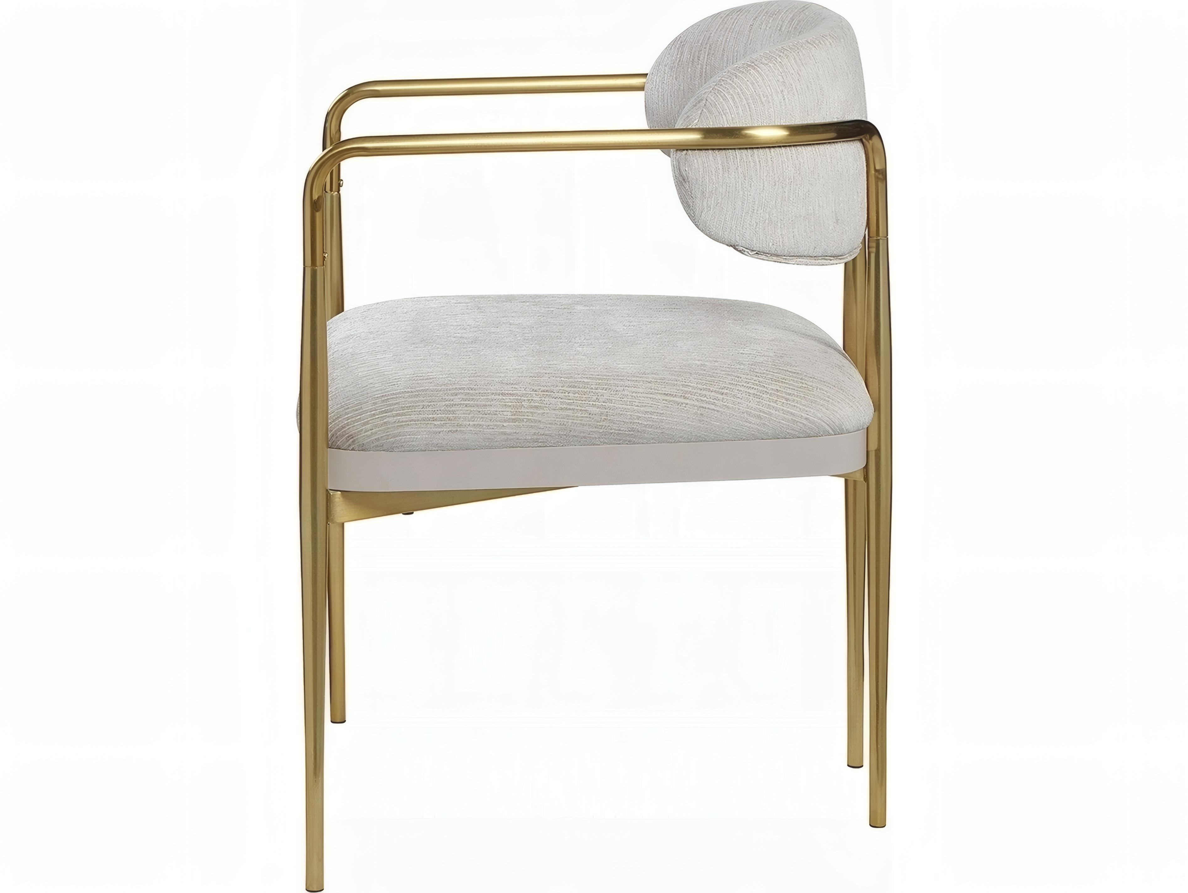 Acme Furniture Beige Upholstered Arm Dining Chair Set of 2