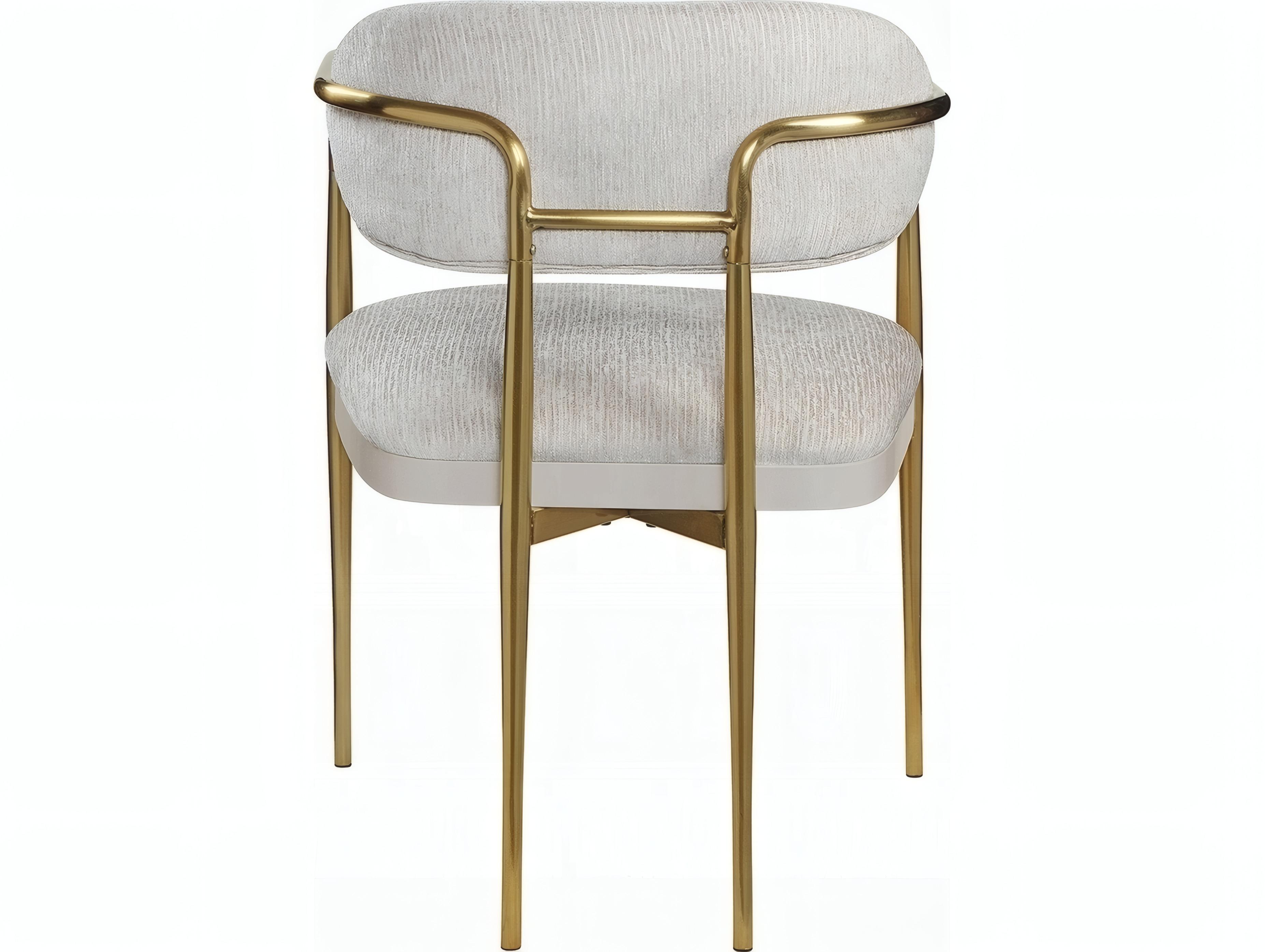 Acme Furniture Beige Upholstered Arm Dining Chair Set of 2