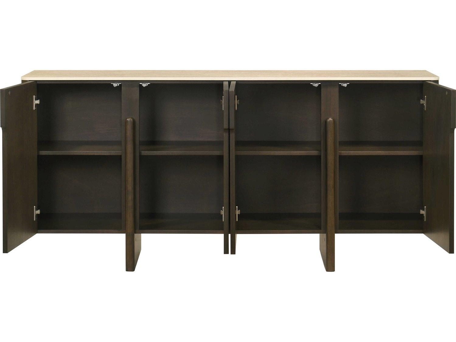 Acme Furniture Davita Brown Walnut Wood Ceramic Bar Cabinet