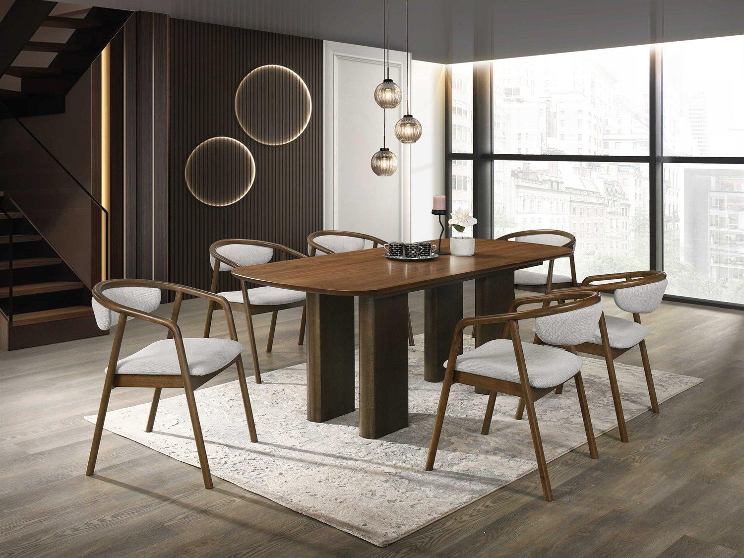 Acme Furniture Delina Rectangular Wood Chenille Walnut Dining Table