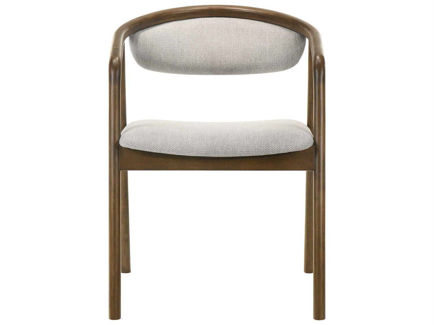 Acme Furniture Delina Walnut Wood Gray Upholstered Arm Dining Chair
