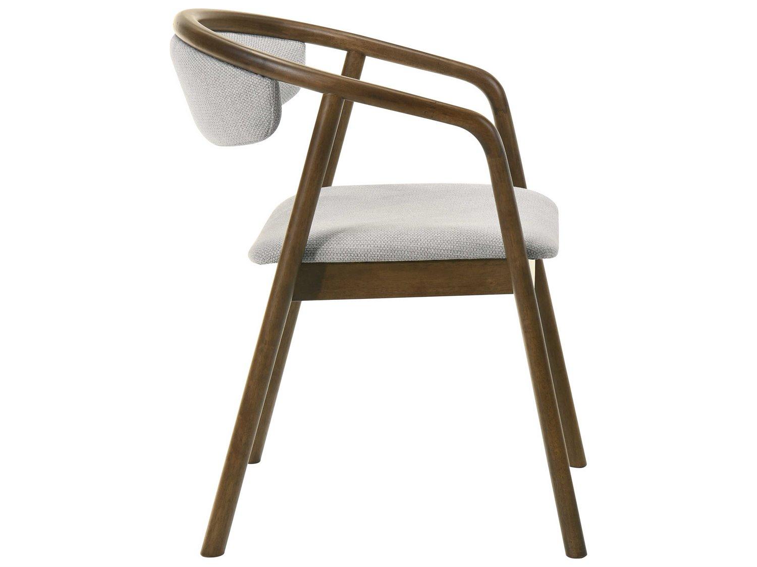 Acme Furniture Delina Walnut Wood Gray Upholstered Arm Dining Chair