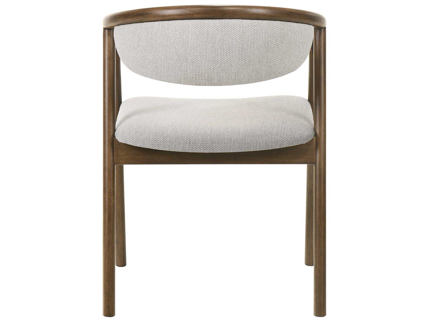 Acme Furniture Delina Walnut Wood Gray Upholstered Arm Dining Chair