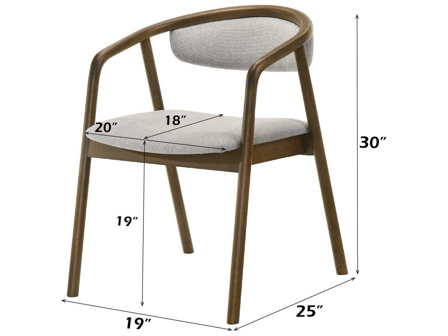 Acme Furniture Delina Walnut Wood Gray Upholstered Arm Dining Chair