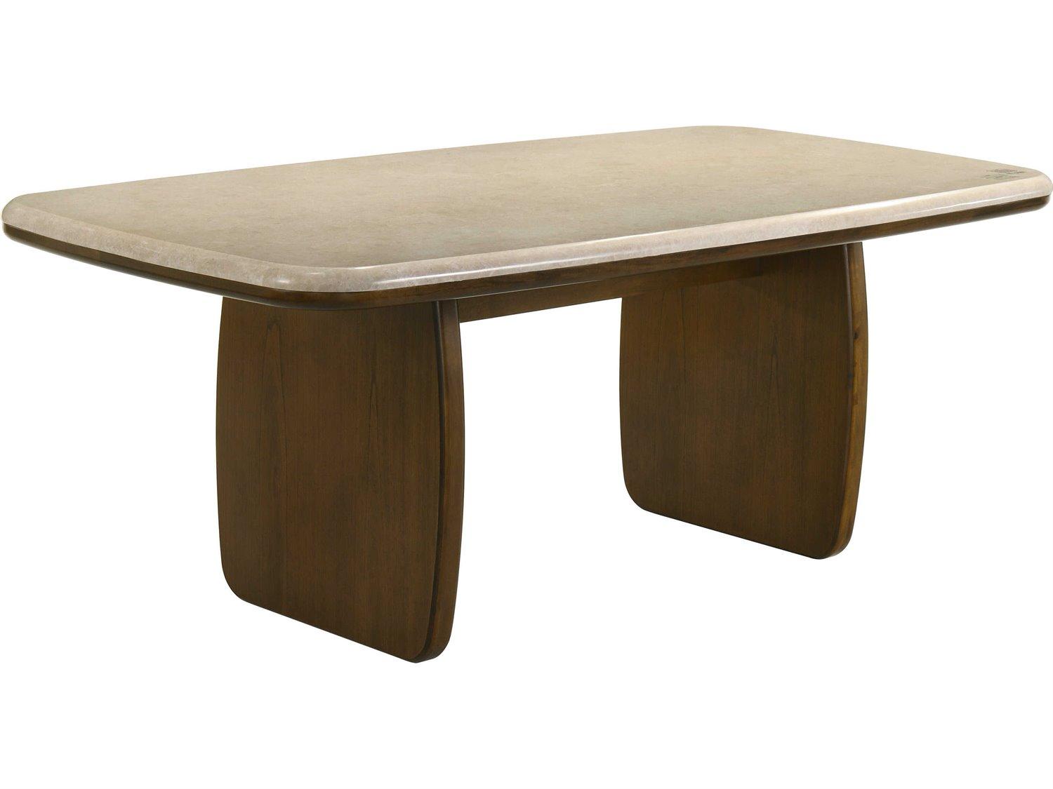 Acme Furniture Kasha Rectangular Natural Marble Vintage Oak Dining Table