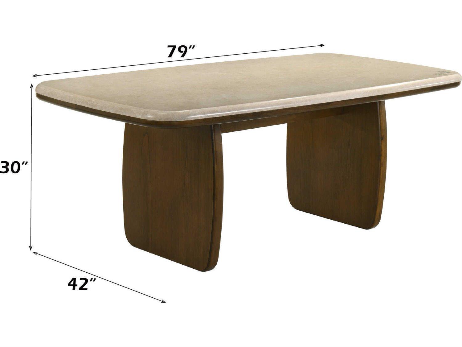 Acme Furniture Kasha Rectangular Natural Marble Vintage Oak Dining Table