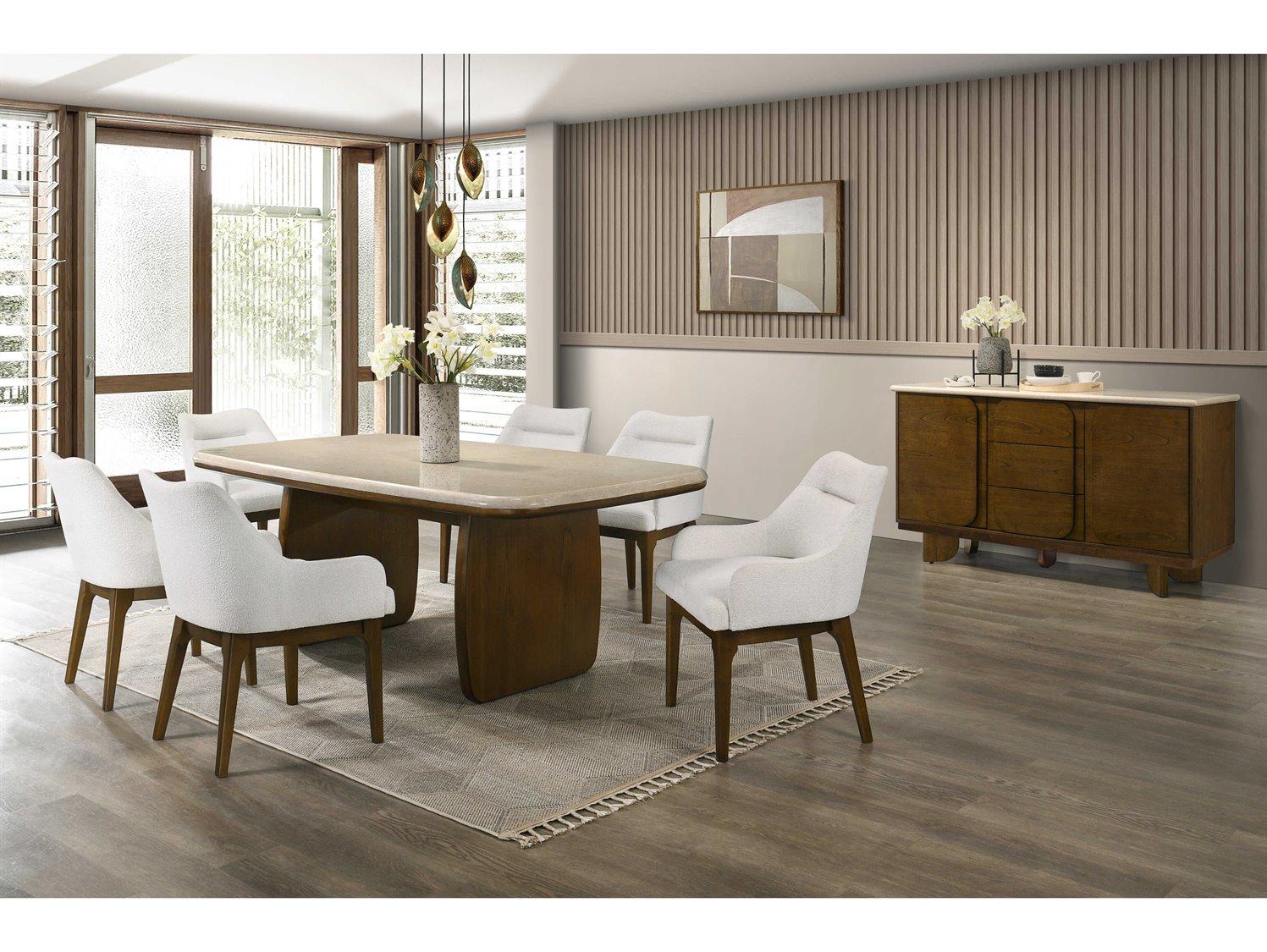 Acme Furniture Kasha Rectangular Natural Marble Vintage Oak Dining Table