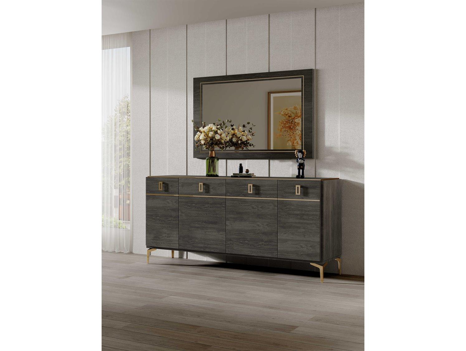 Acme Furniture Venezia Plywood Gray Bar Cabinet