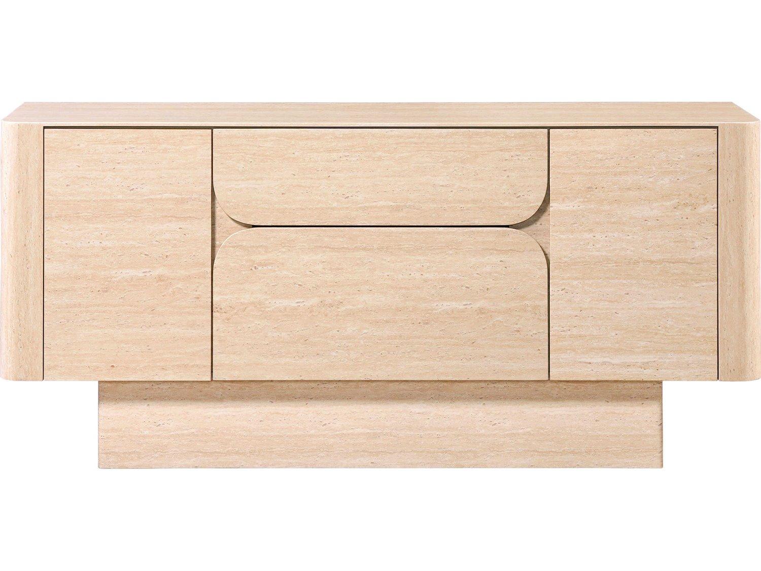 Acme Furniture Inca White Plywood Travertine Stone Bar Cabinet