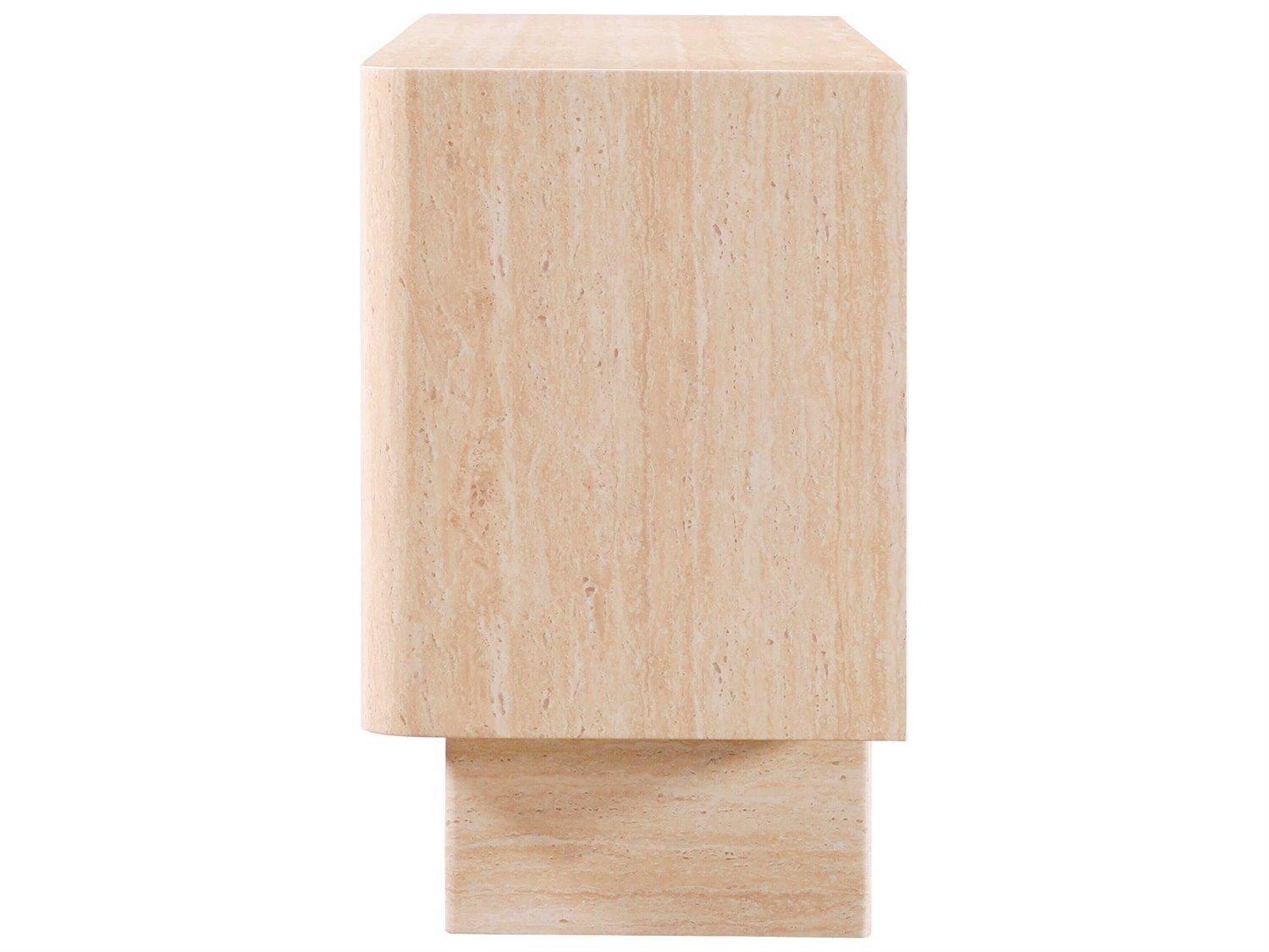 Acme Furniture Inca White Plywood Travertine Stone Bar Cabinet