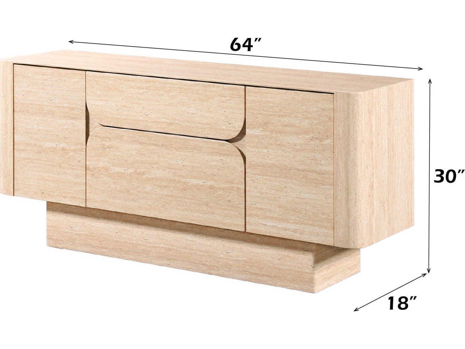 Acme Furniture Inca White Plywood Travertine Stone Bar Cabinet