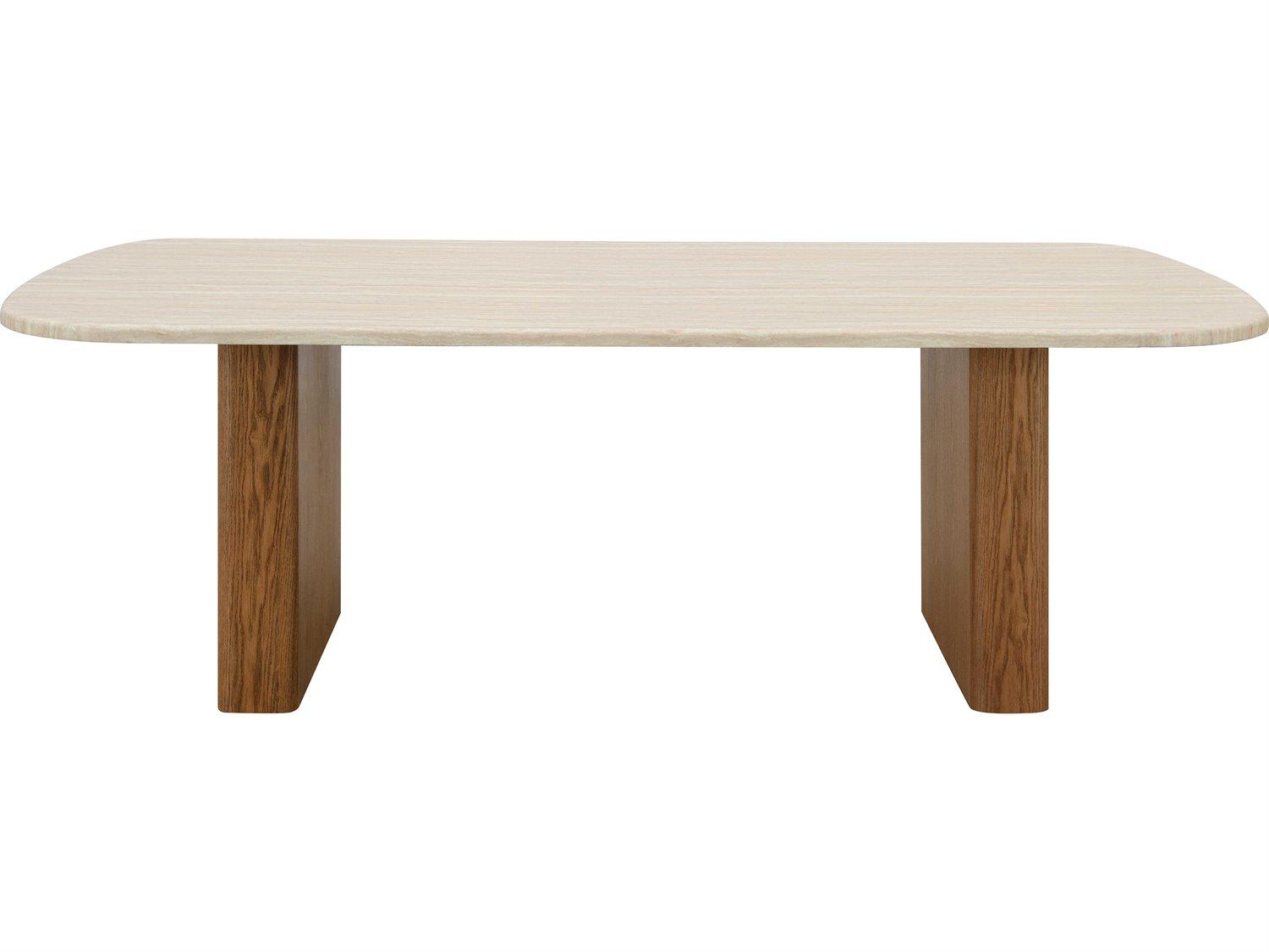 Acme Furniture Lidi Rectangular Marble Brown Natural Dining Table