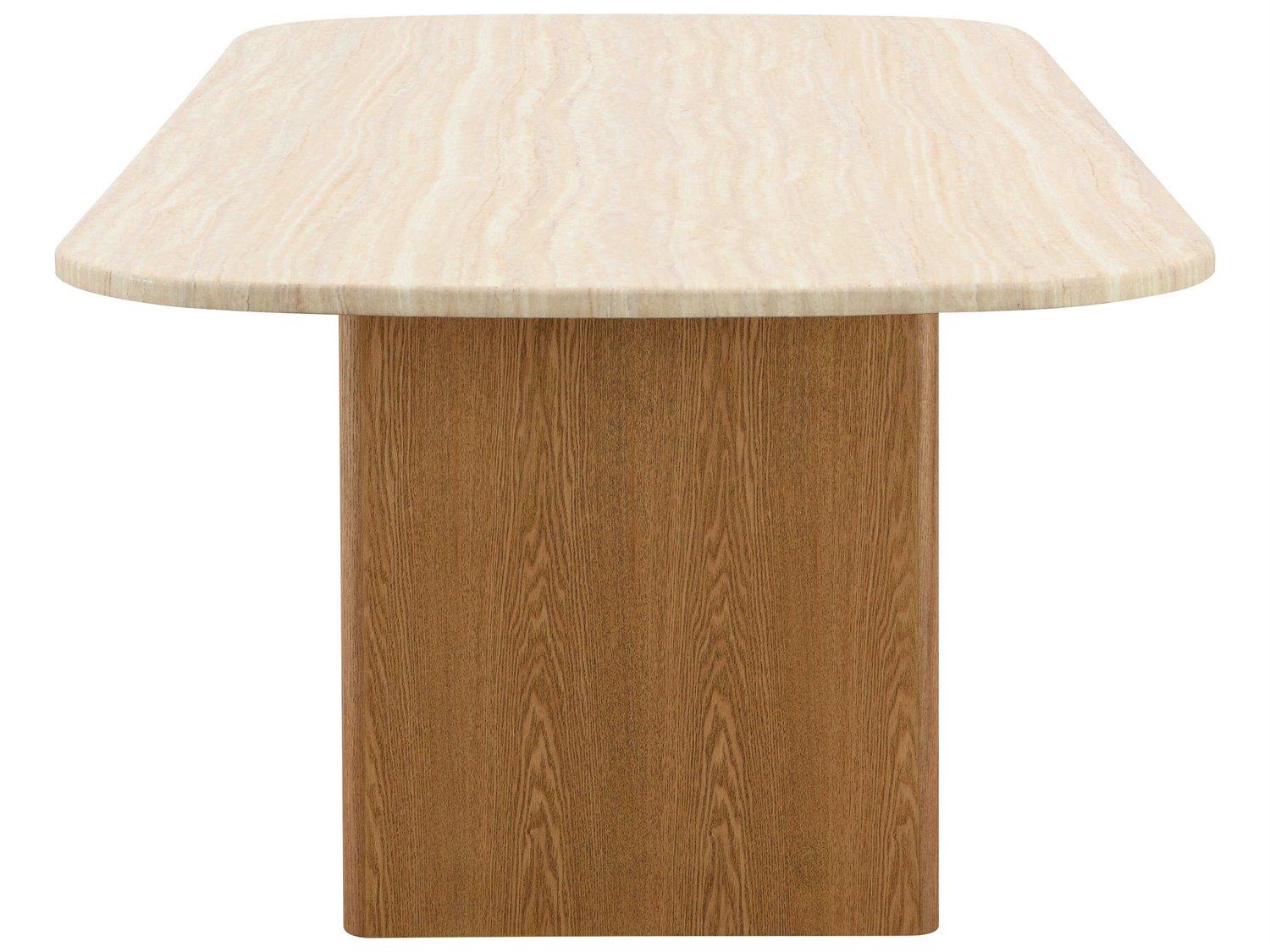 Acme Furniture Lidi Rectangular Marble Brown Natural Dining Table