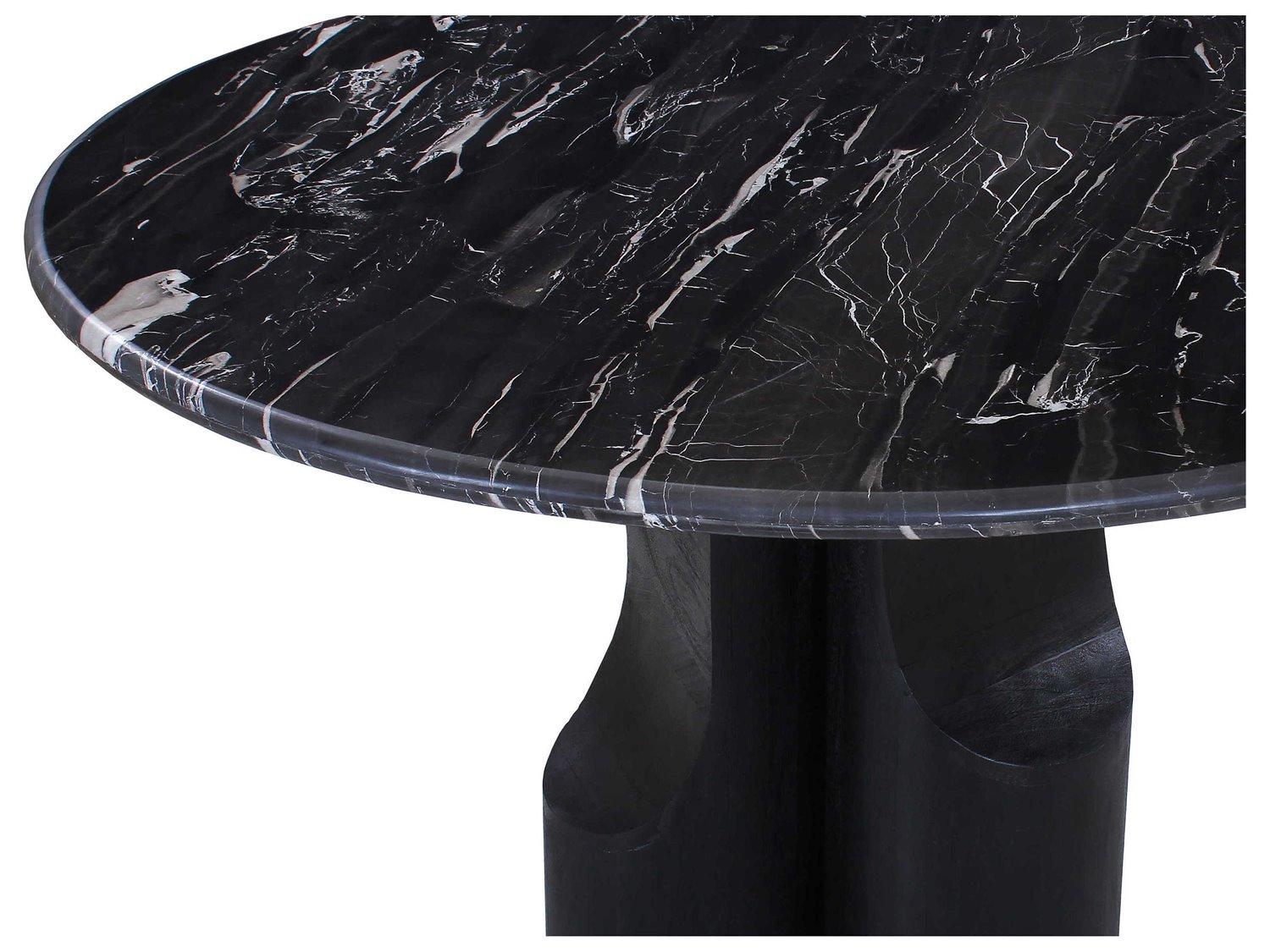 Acme Furniture Kinton Round Natural Marble Top Black Mercana Dining Table