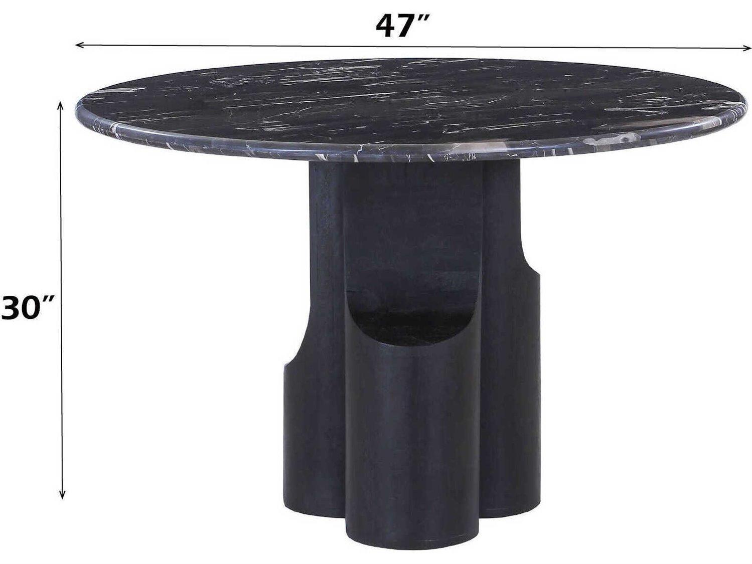 Acme Furniture Kinton Round Natural Marble Top Black Mercana Dining Table
