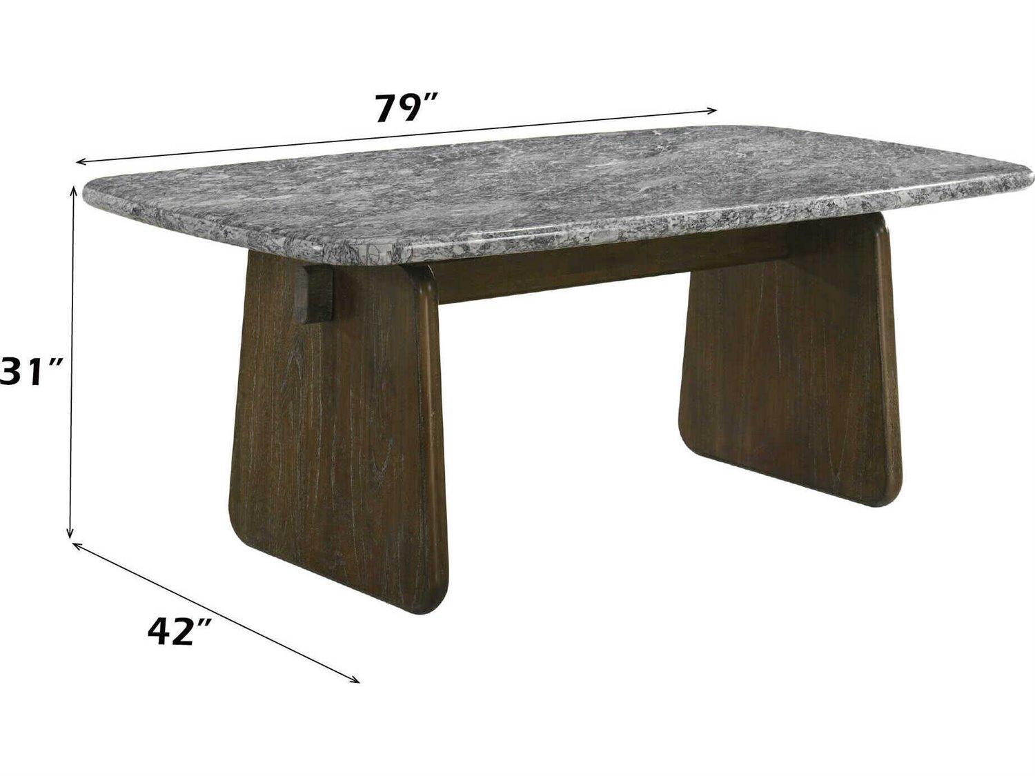 Acme Furniture Dillon Rectangular Natural Marble Top Walnut Dining Table