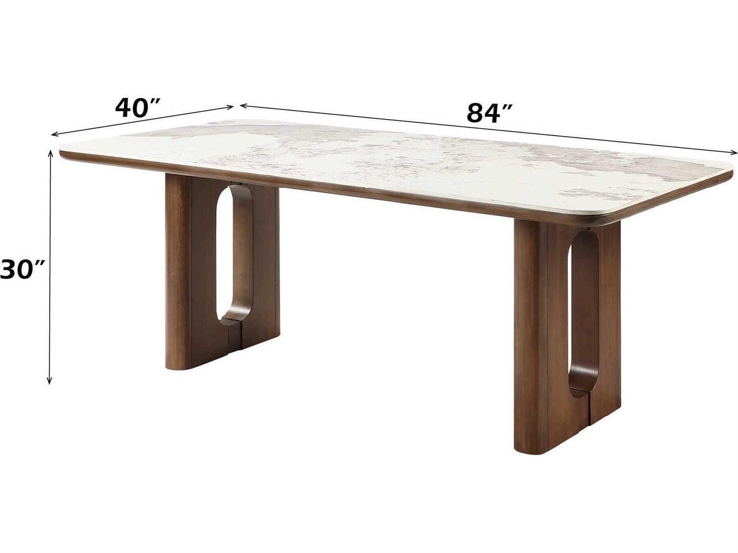 Acme Furniture Harvey Rectangular Marble Ceramic Top Brown Dining Table