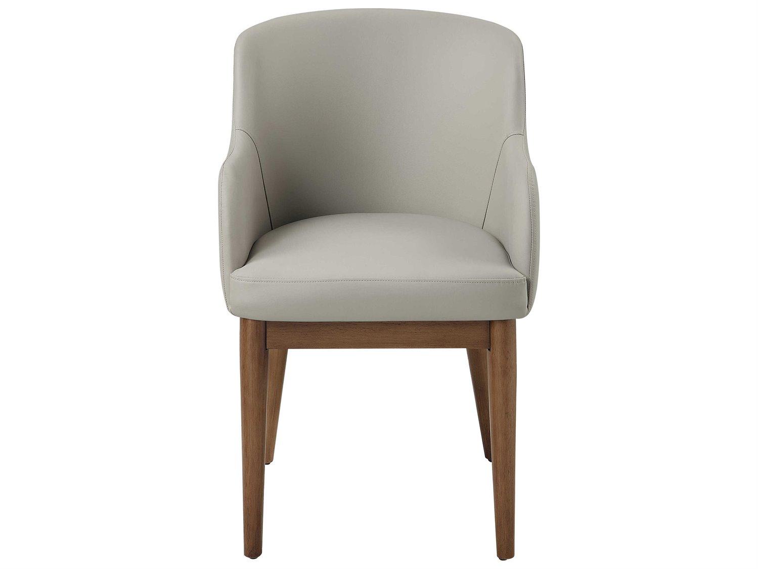 Acme Furniture Harvey Rubberwood Gray Faux Leather Arm Dining Chair Set of 2