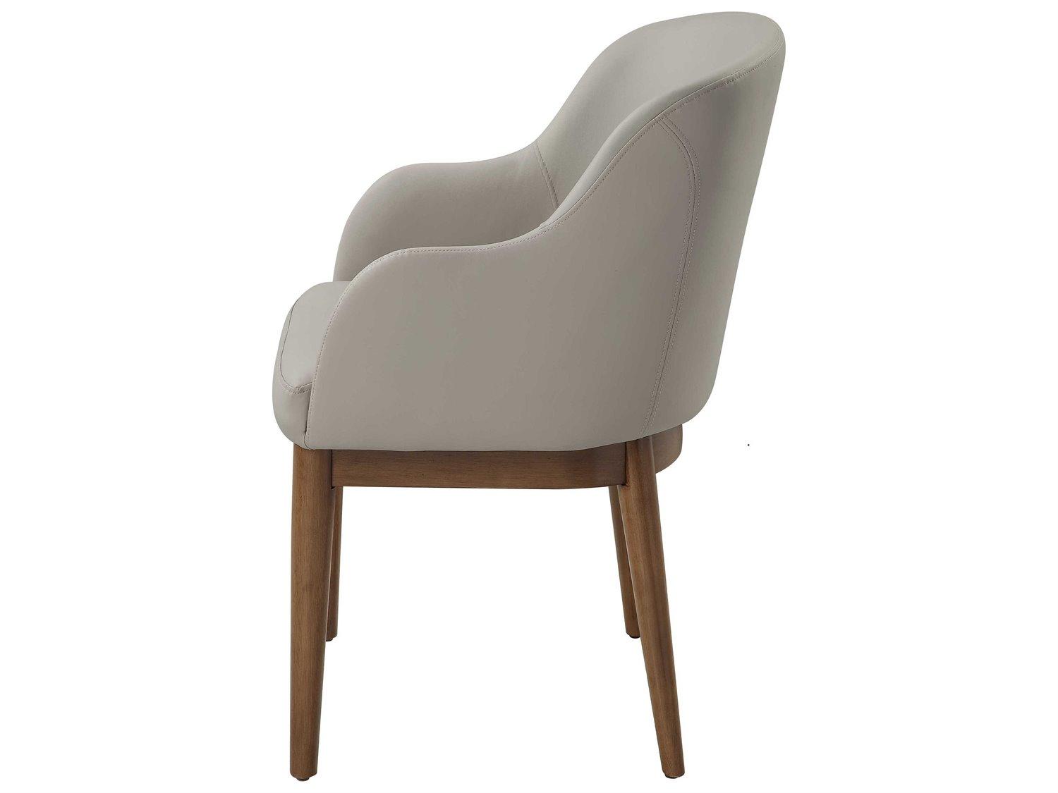 Acme Furniture Harvey Rubberwood Gray Faux Leather Arm Dining Chair Set of 2