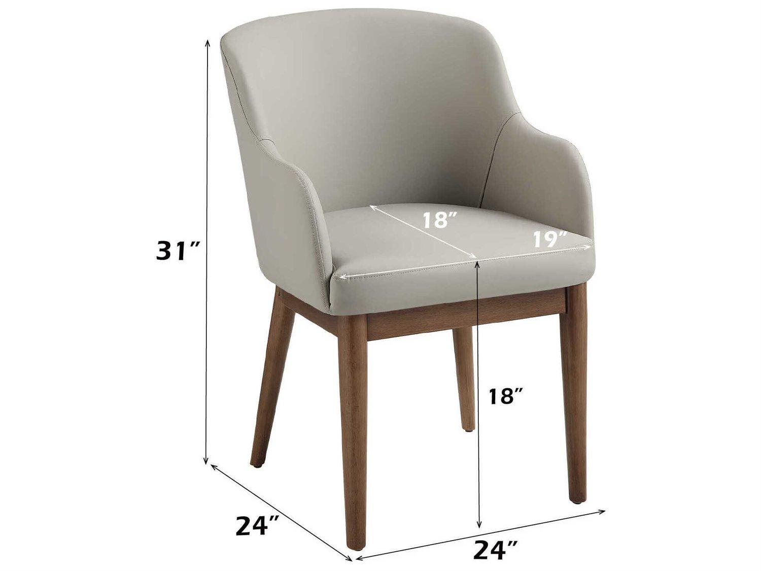 Acme Furniture Harvey Rubberwood Gray Faux Leather Arm Dining Chair Set of 2