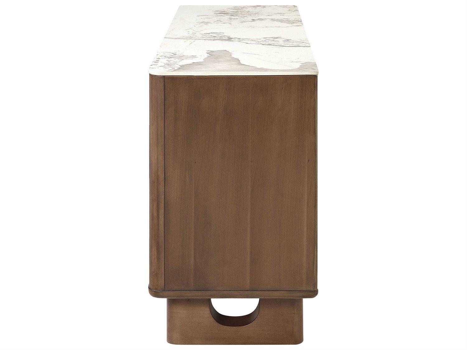Acme Furniture Harvey Rubberwood Ceramic Top Brown Bar Cabinet