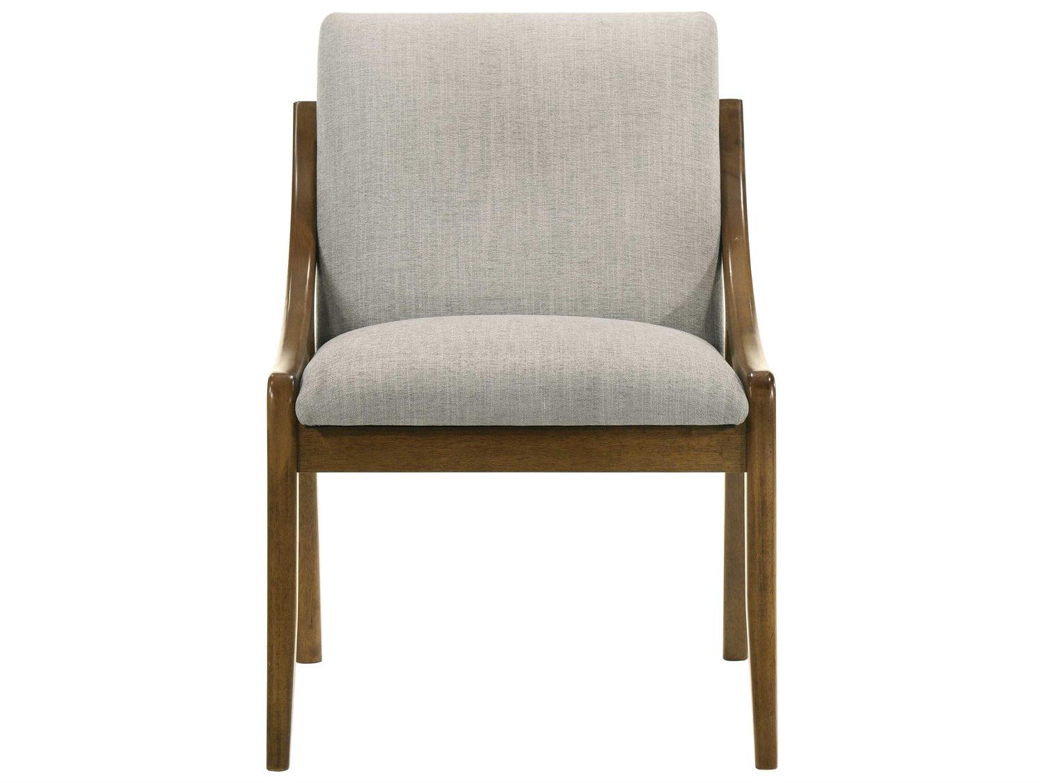 Acme Furniture Danzel Oak Wood Gray Upholstered Armless Dining Chair Set of 2